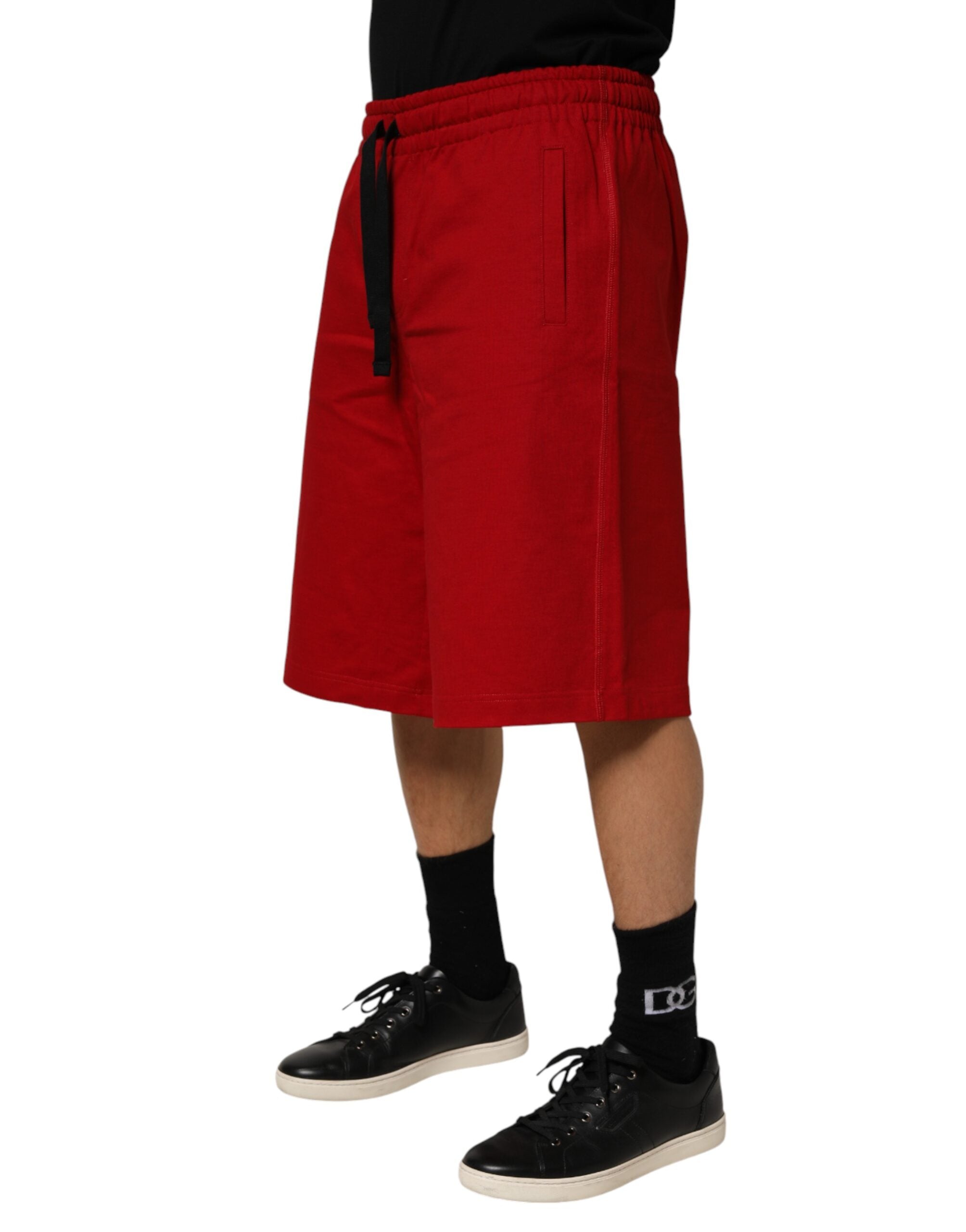 Dolce & Gabbana Red Cotton MidWaist Drawstring Bermuda Pants Dolce & Gabbana
