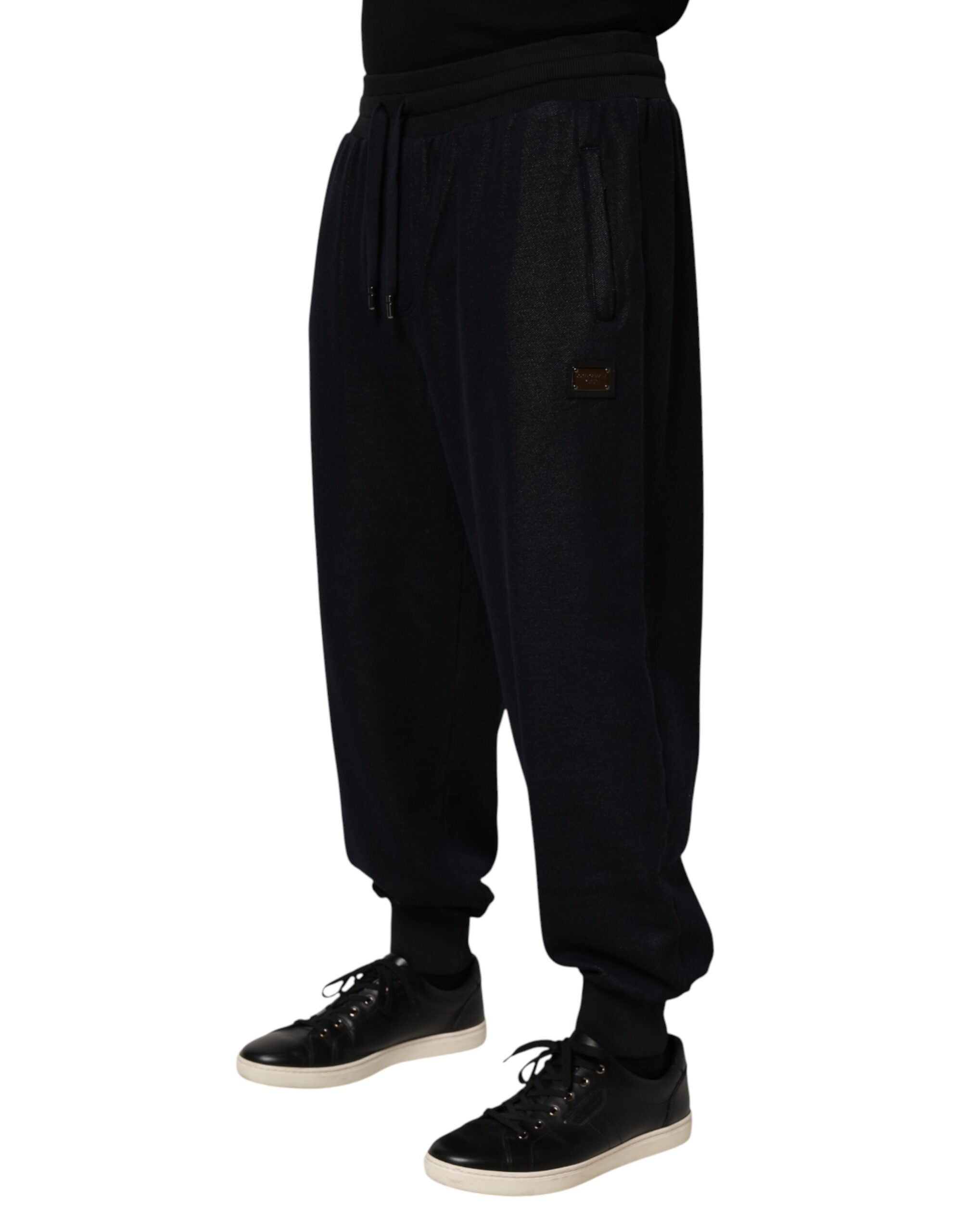 Dolce & Gabbana Black Cotton Blend Drawstring Jogger Jogger Pants Dolce & Gabbana