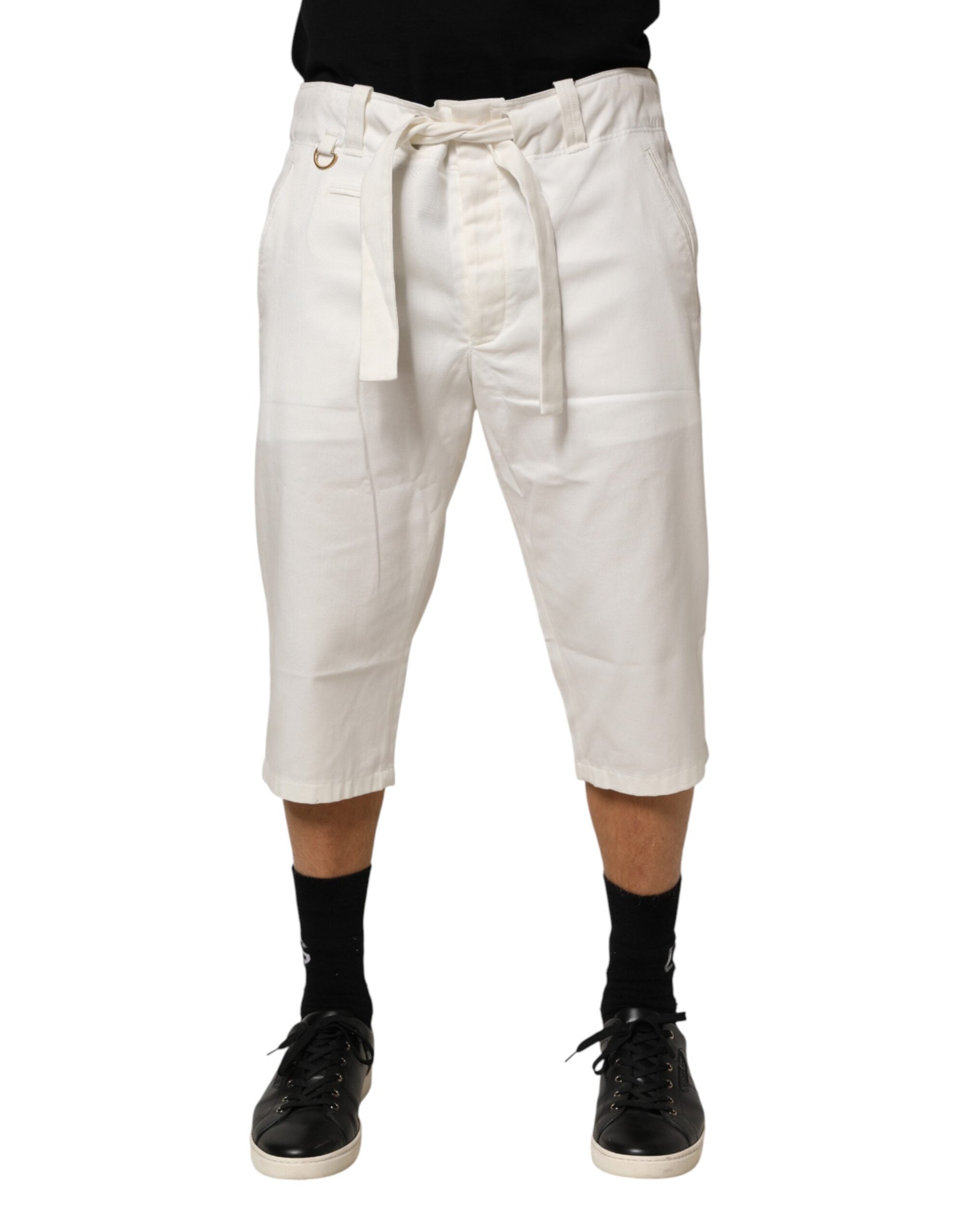 Dolce & Gabbana White Cotton Stretch Cropped Trouser Pants Dolce & Gabbana