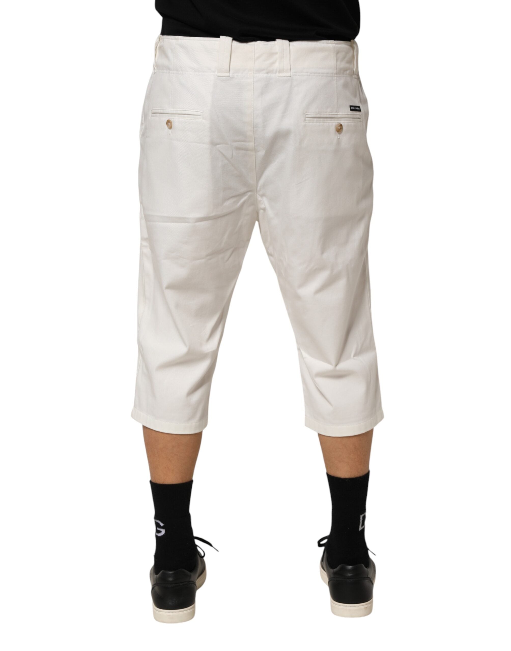 Dolce & Gabbana White Cotton Stretch Cropped Trouser Pants Dolce & Gabbana
