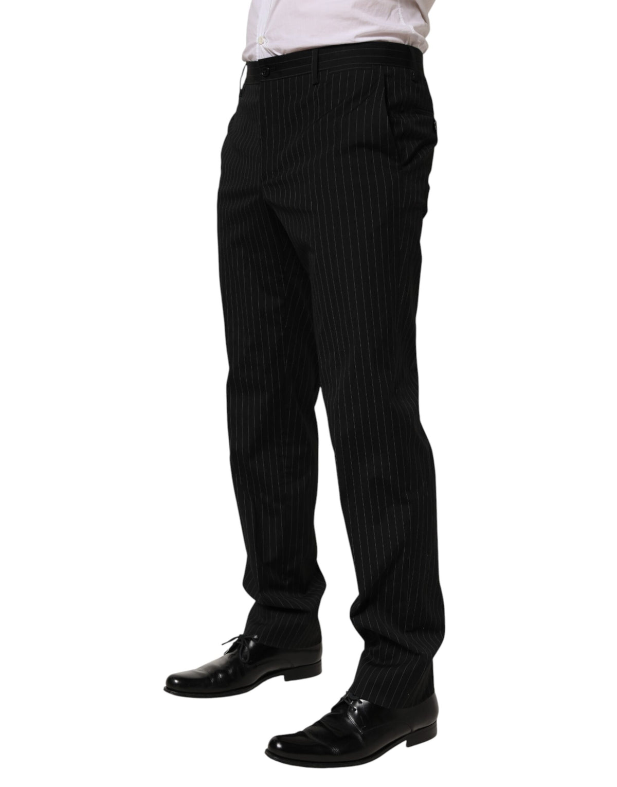 Dolce & Gabbana Black Striped Dress Formal Men Trouser Pants