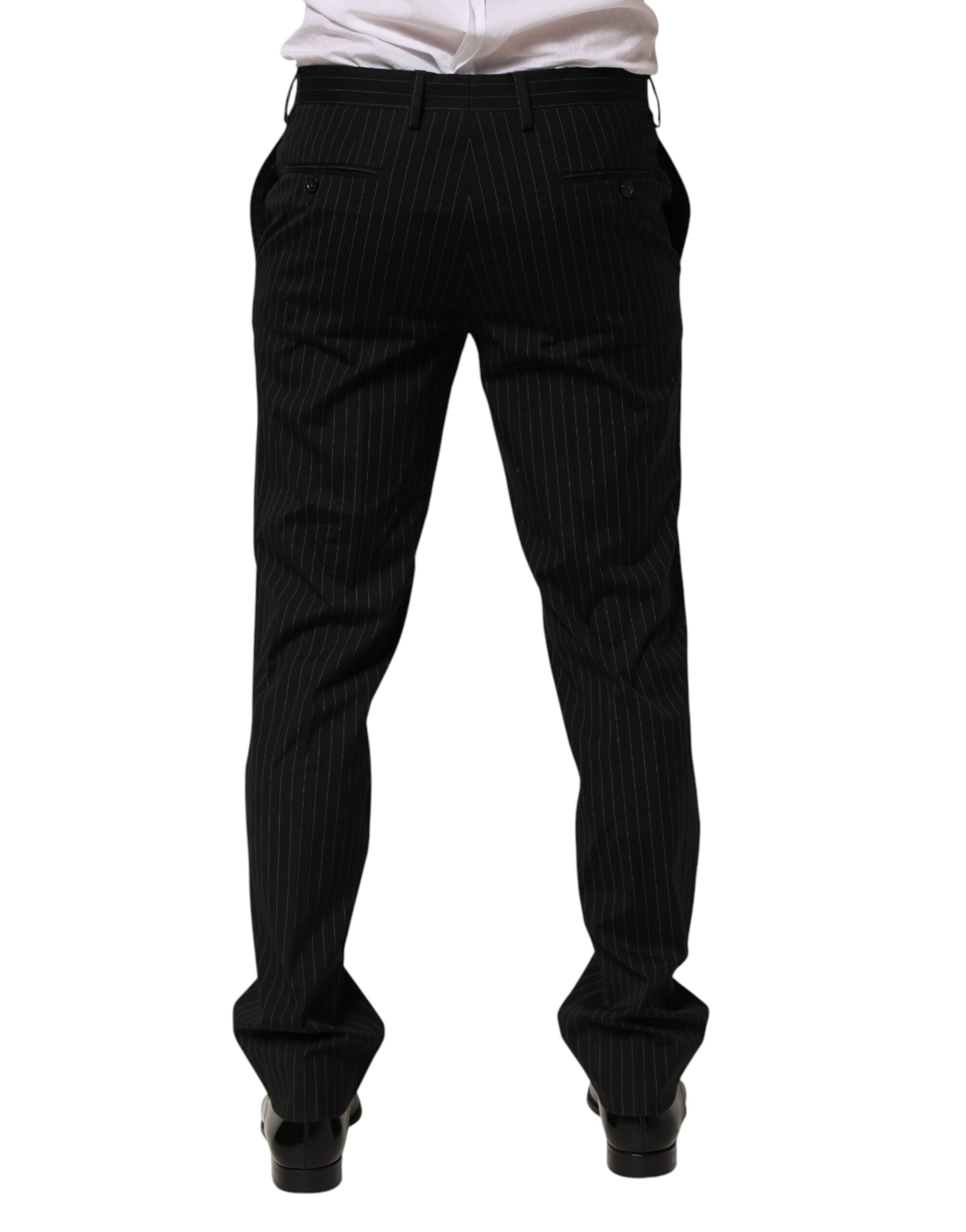 Dolce & Gabbana Black Striped Dress Formal Men Trouser Pants Dolce & Gabbana