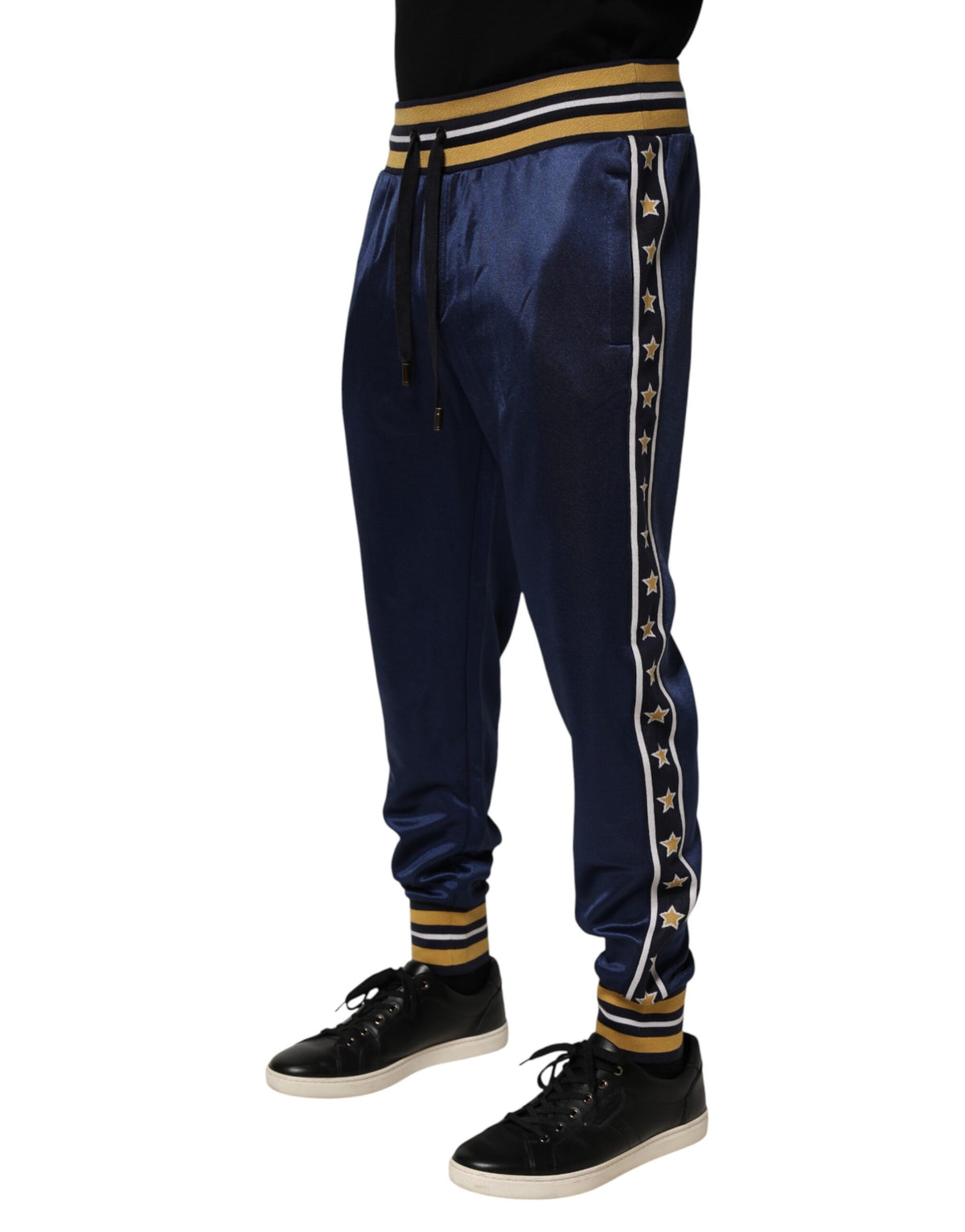 Dolce & Gabbana Blue Nylon Jogger Mid Waist Trouser Pants