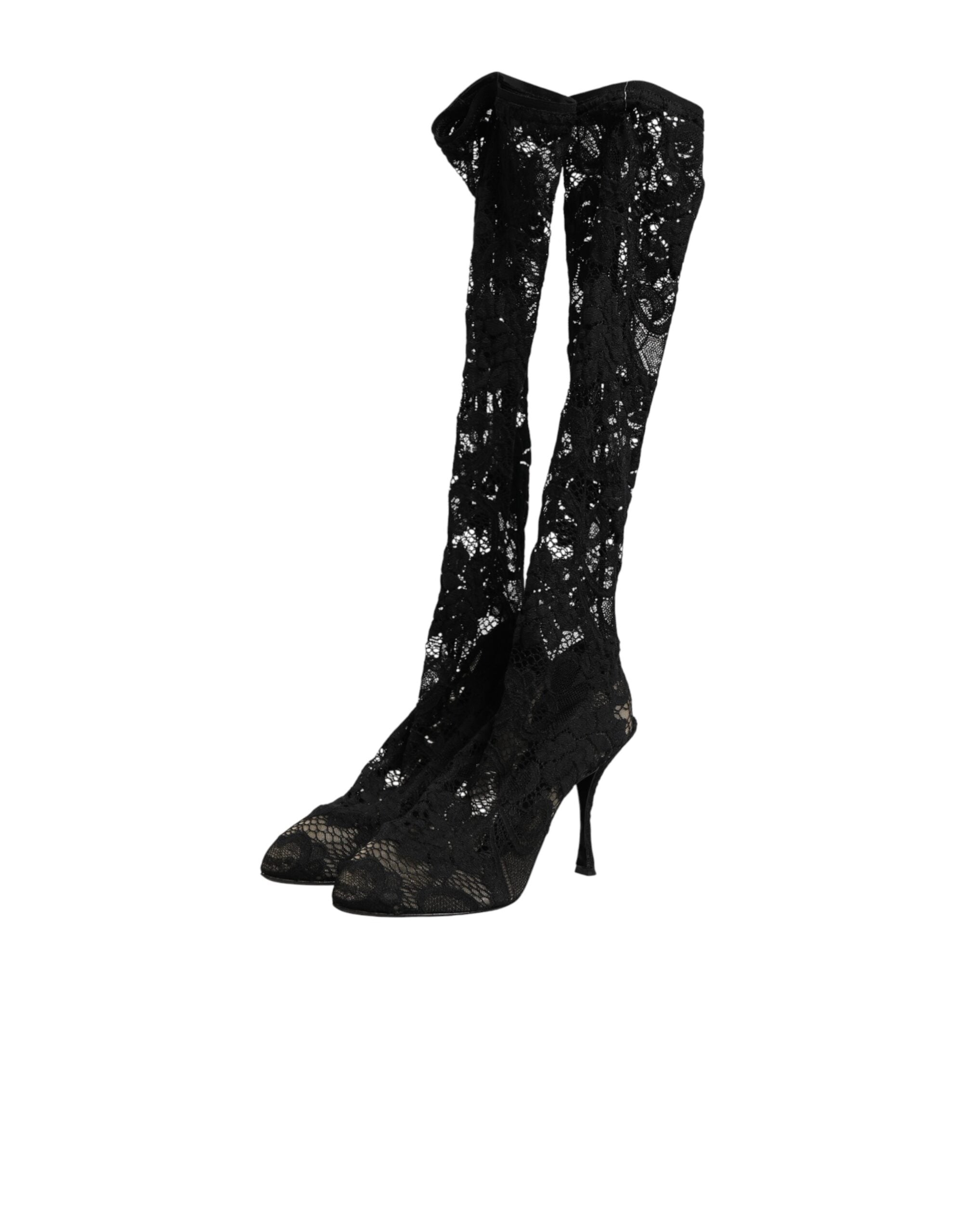 Dolce & Gabbana Black Pumps Taormina Lace Socks Boots Shoes Dolce & Gabbana