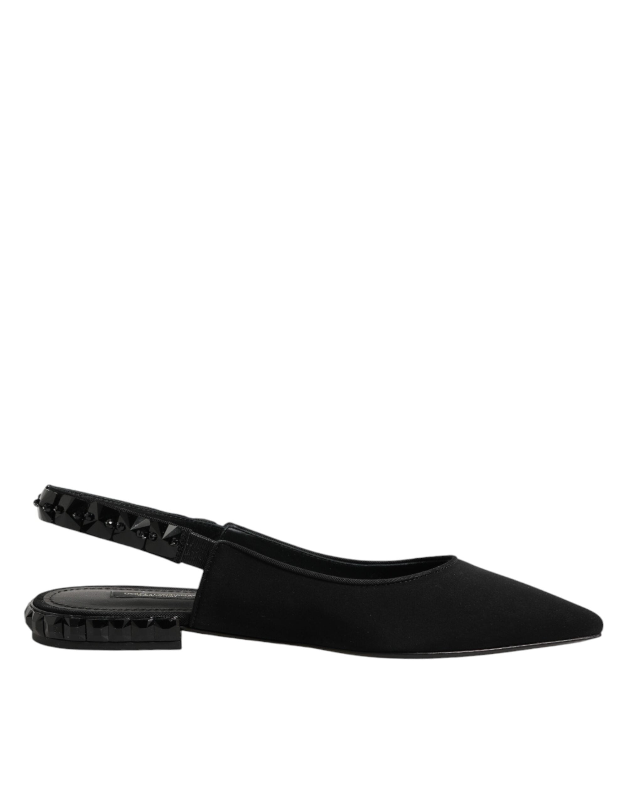 Dolce & Gabbana Black Crystal Charmeuse Slingback Shoes Dolce & Gabbana