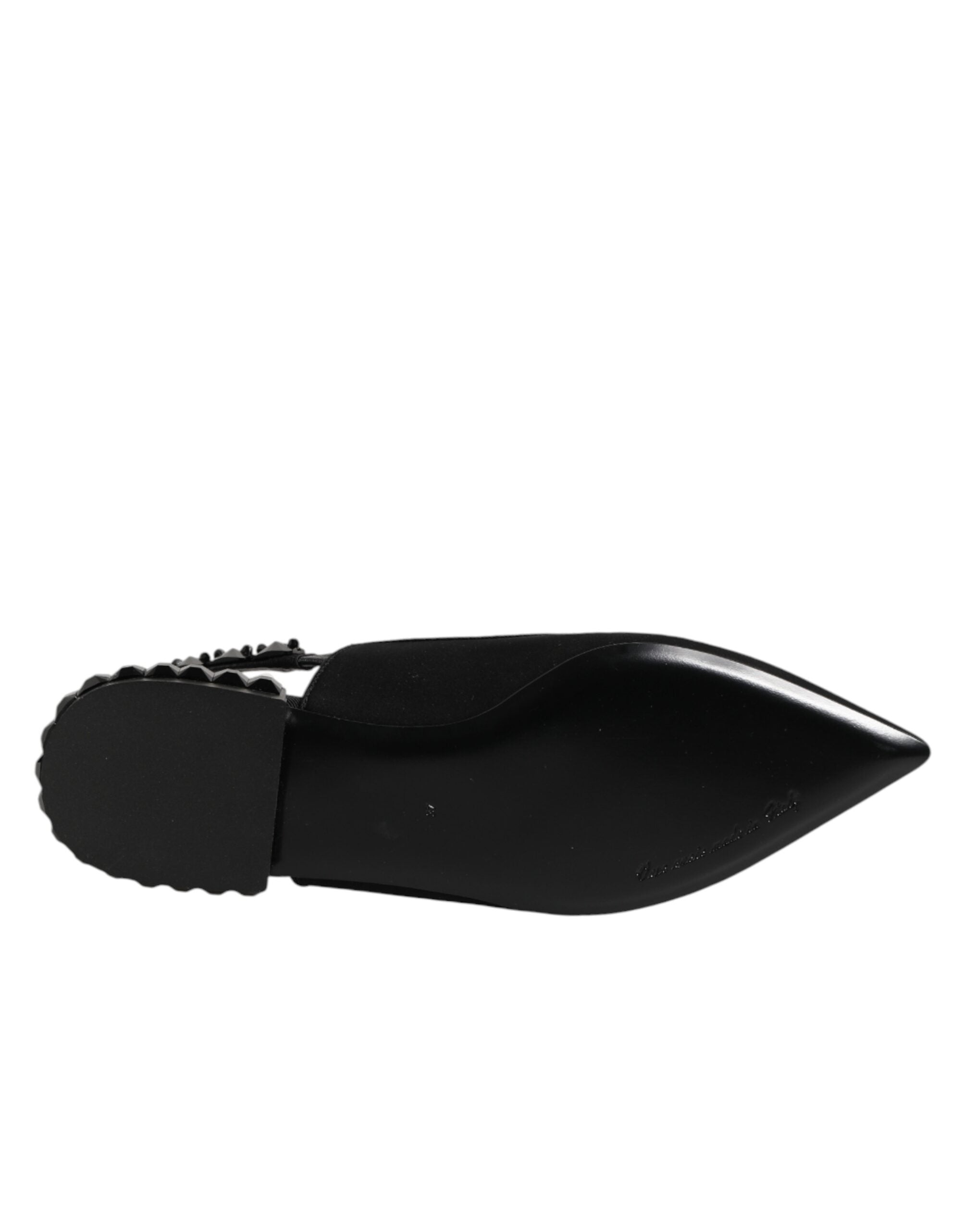 Dolce & Gabbana Black Crystal Charmeuse Slingback Shoes Dolce & Gabbana