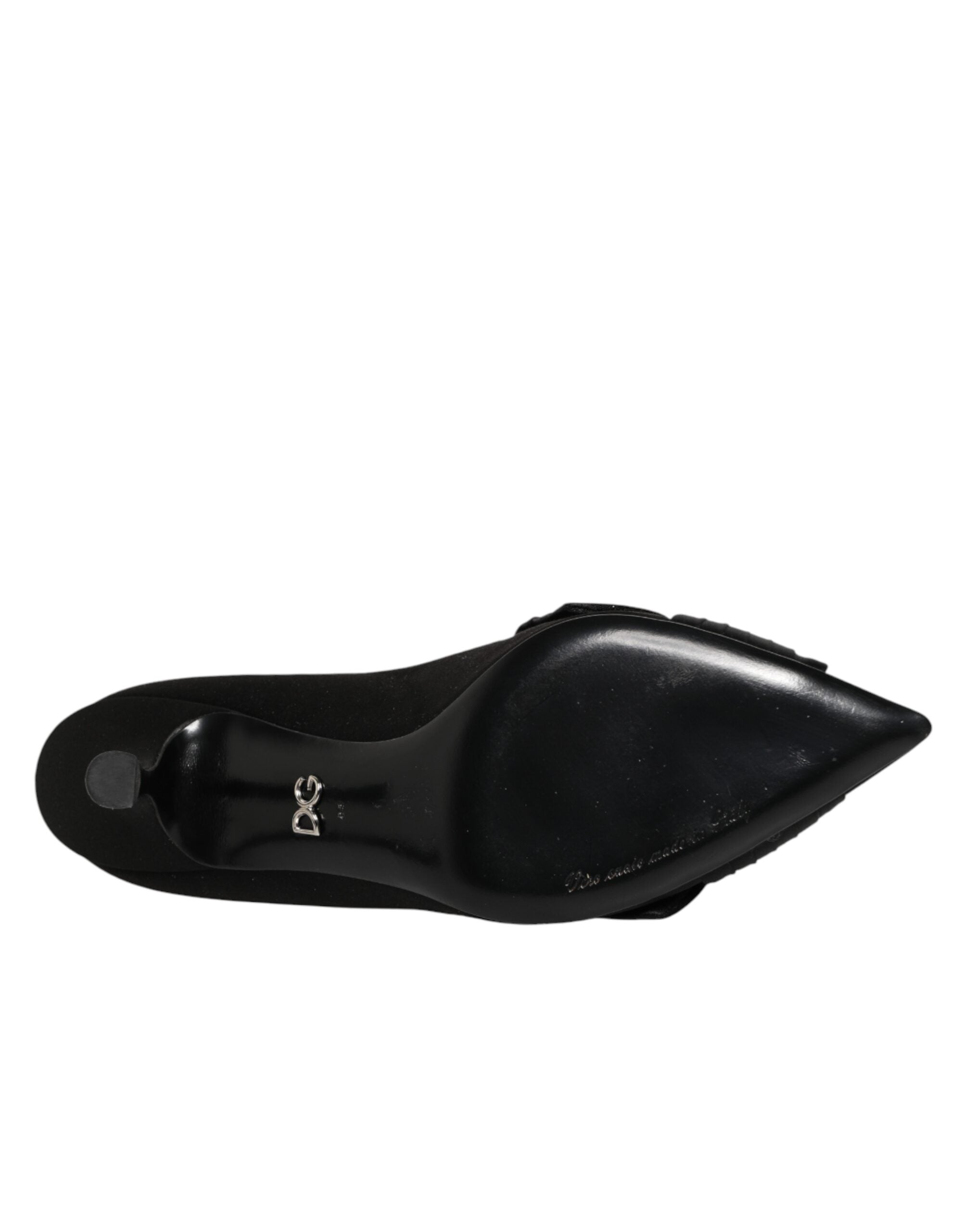 Dolce & Gabbana Black Satin Bow Crystal Embellishment Pumps Shoes Dolce & Gabbana
