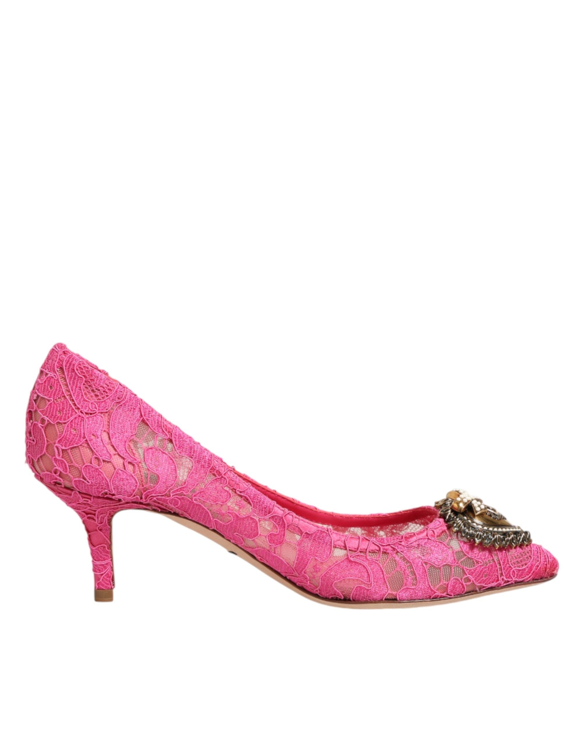 Dolce & Gabbana Pink Taormina Lace DEVOTION Pumps Shoes Dolce & Gabbana