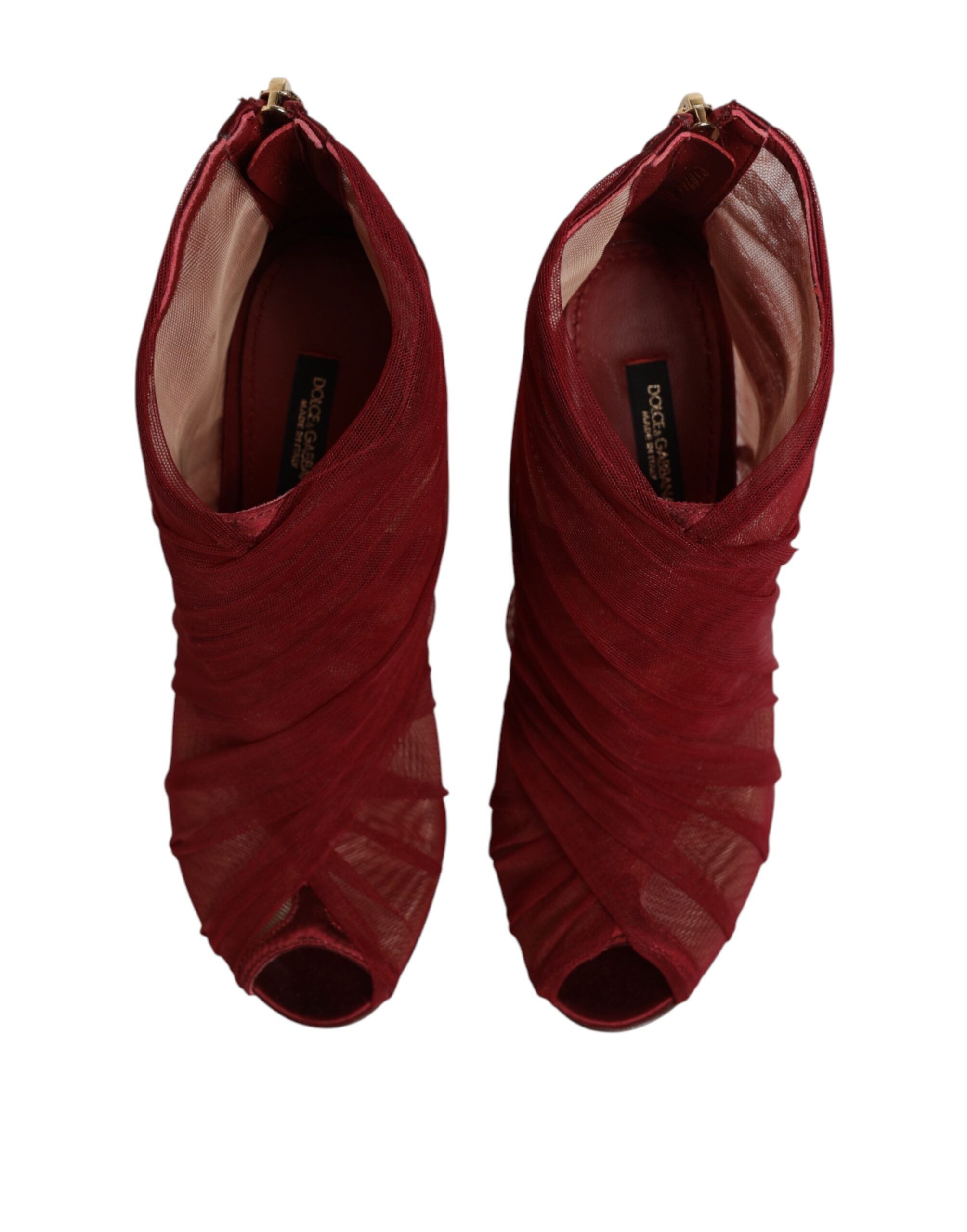Dolce & Gabbana Red Tulle Ankle Boots Stiletto Heels Shoes Dolce & Gabbana