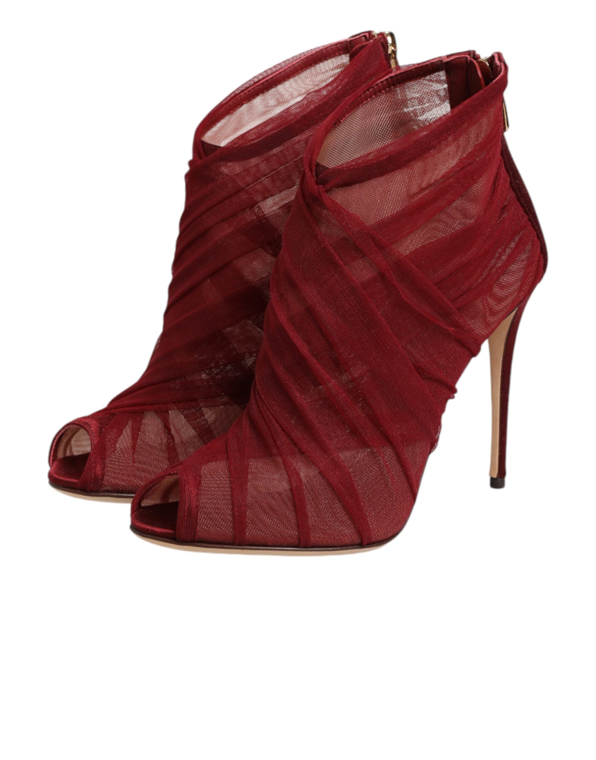Dolce & Gabbana Red Tulle Ankle Boots Stiletto Heels Shoes Dolce & Gabbana