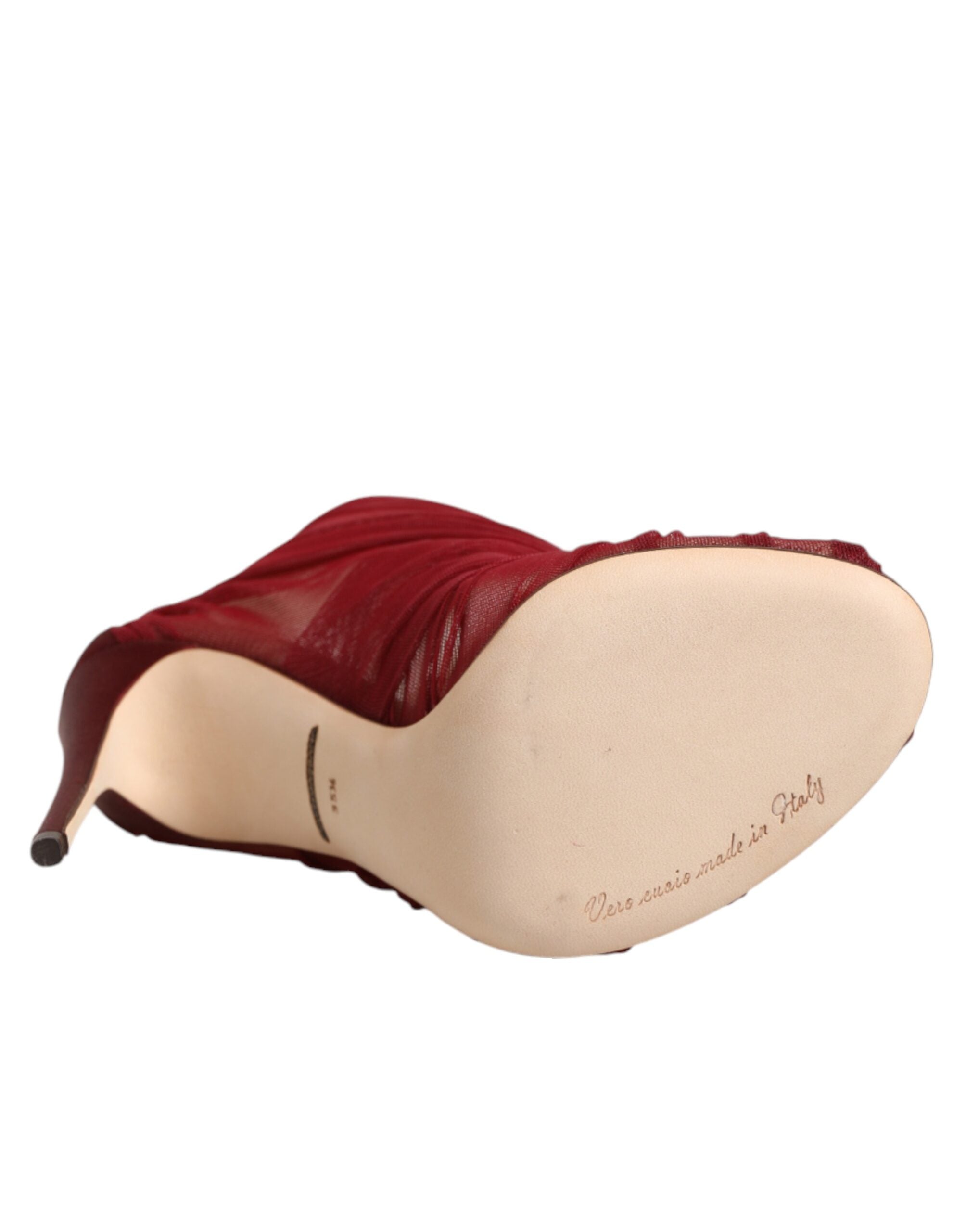 Dolce & Gabbana Red Tulle Ankle Boots Stiletto Heels Shoes Dolce & Gabbana