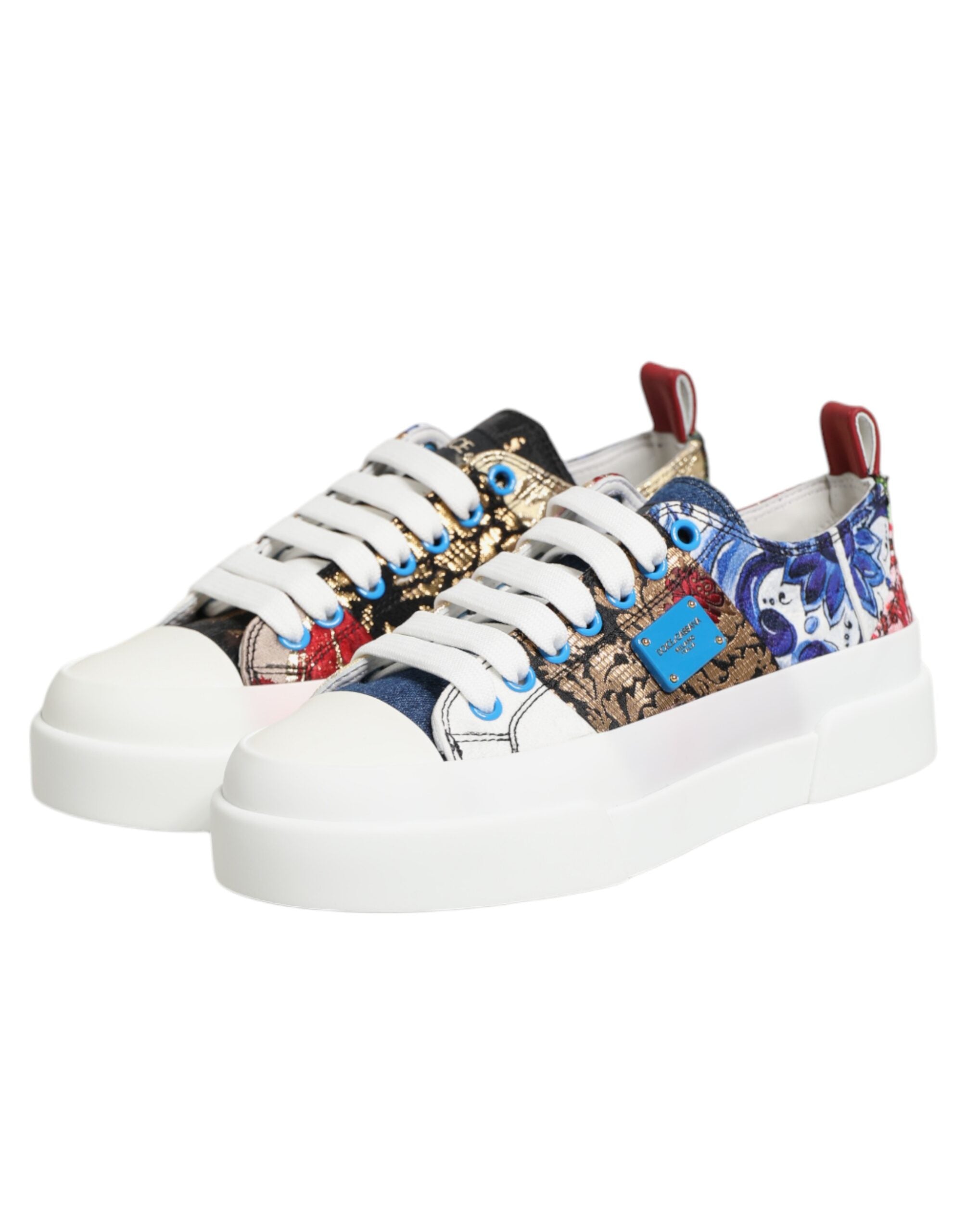 Dolce & Gabbana Multicolor Patchwork Low Top Sneakers Shoes Dolce & Gabbana