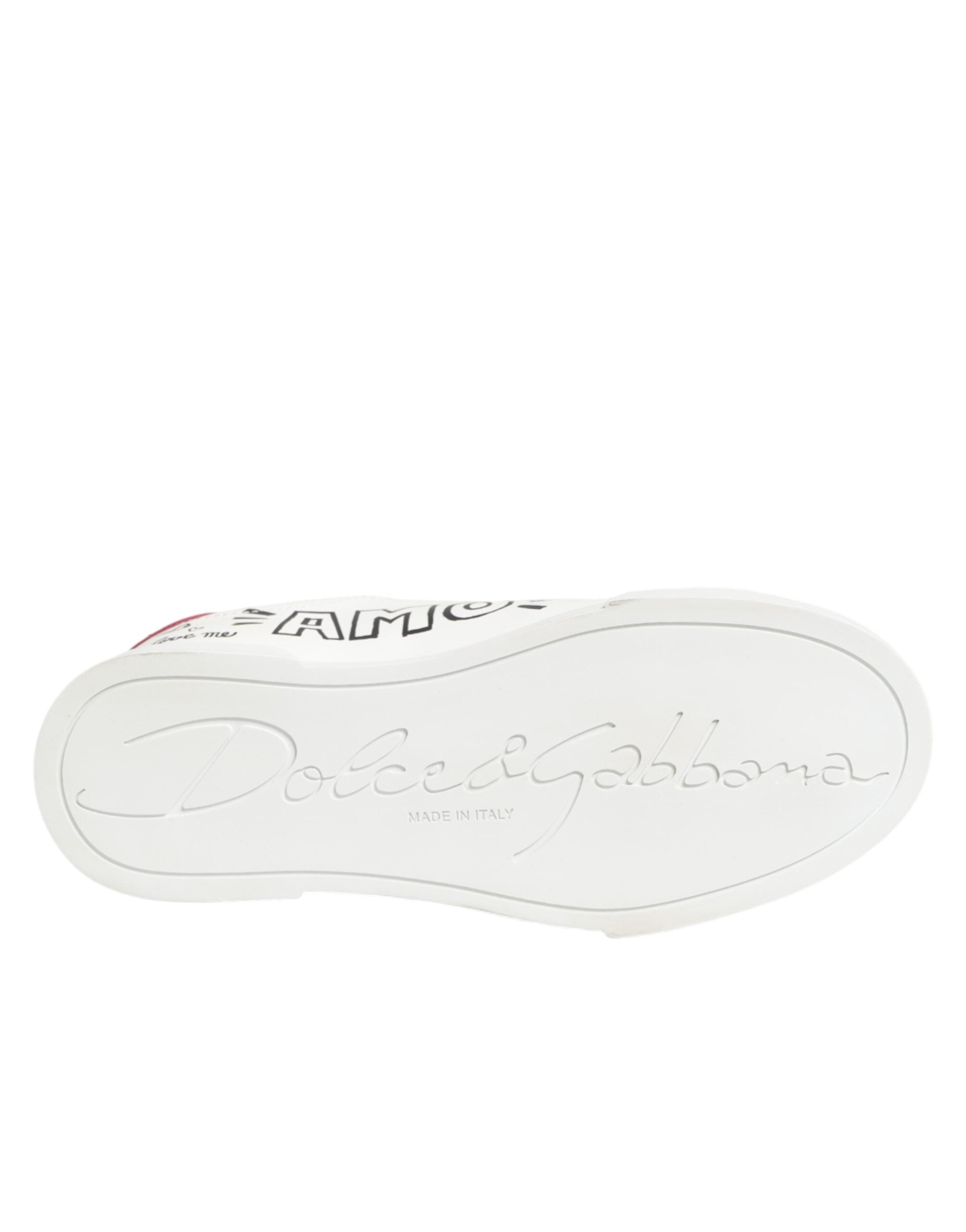 Dolce & Gabbana White Leather Graffiti Low Top Sneakers Shoes Dolce & Gabbana
