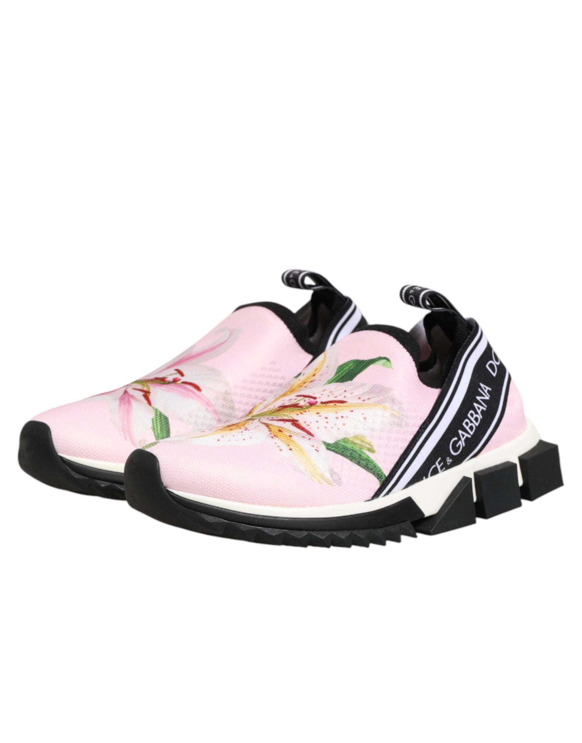 Dolce & Gabbana Pink Floral Sorrento Low Top Sneakers Shoes Dolce & Gabbana