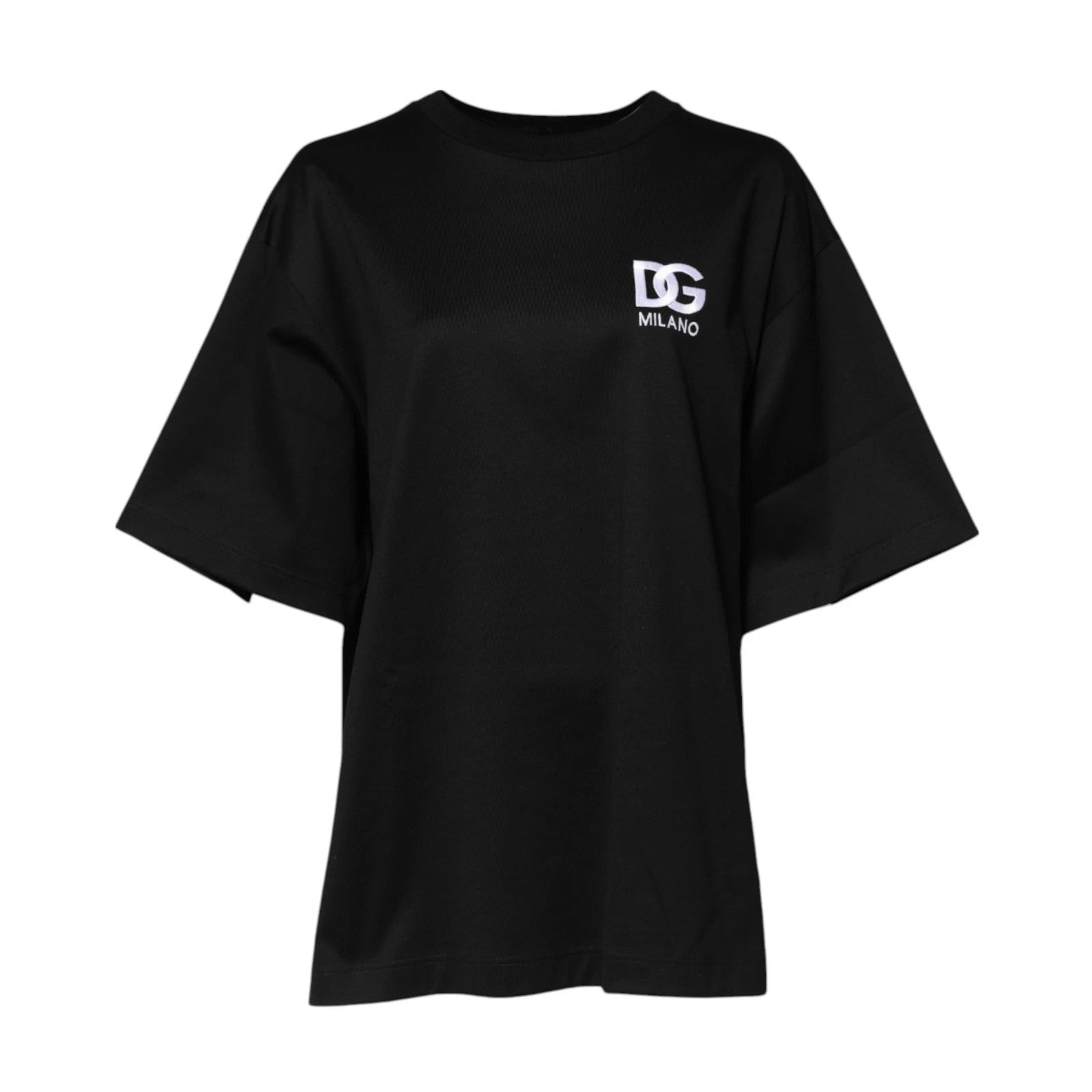 Dolce & Gabbana Black Cotton DG Logo Embroidery Top T-shirt Dolce & Gabbana