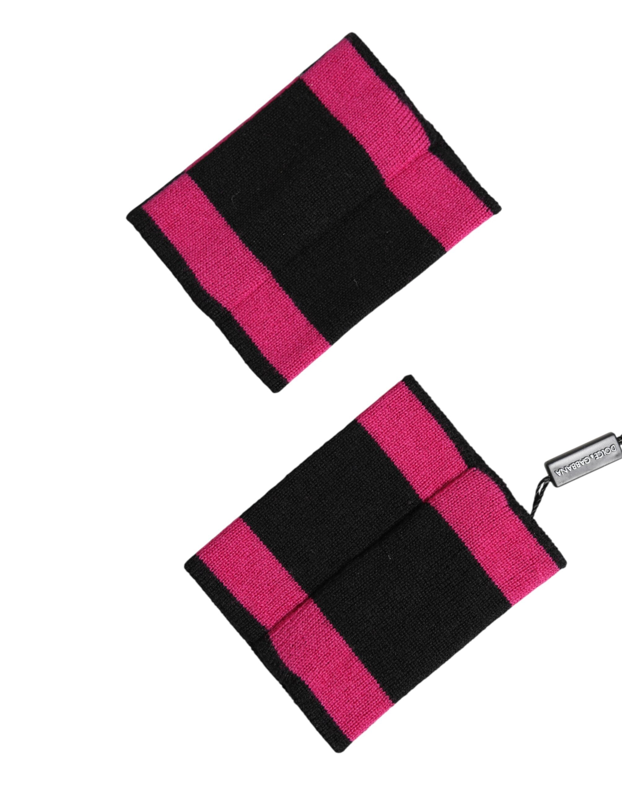 Dolce & Gabbana Black Pink DG Logo Cashmere 1 Pair Wristband Dolce & Gabbana