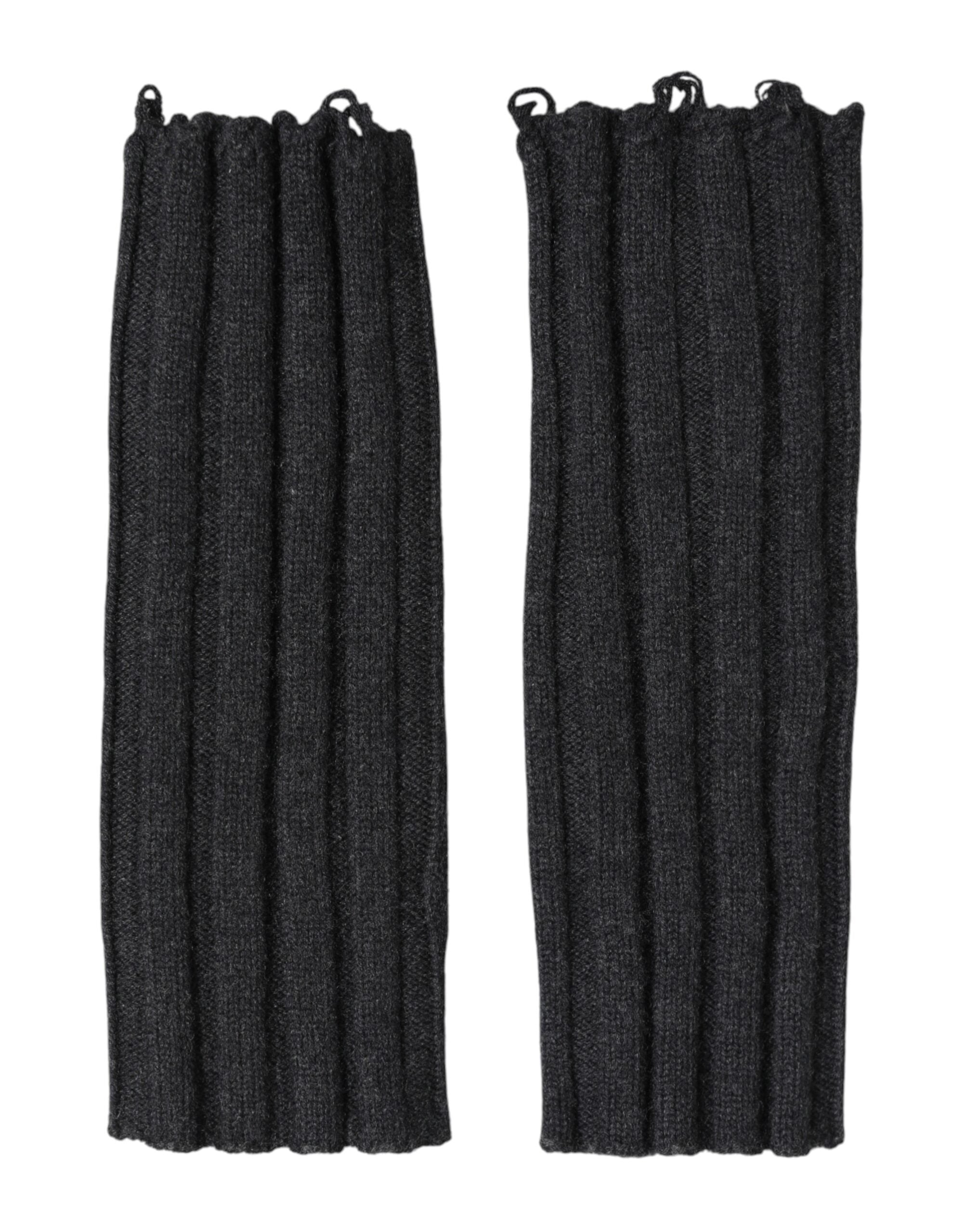 Dolce & Gabbana Black Virgin Wool Knitted Fingerless Gloves Dolce & Gabbana
