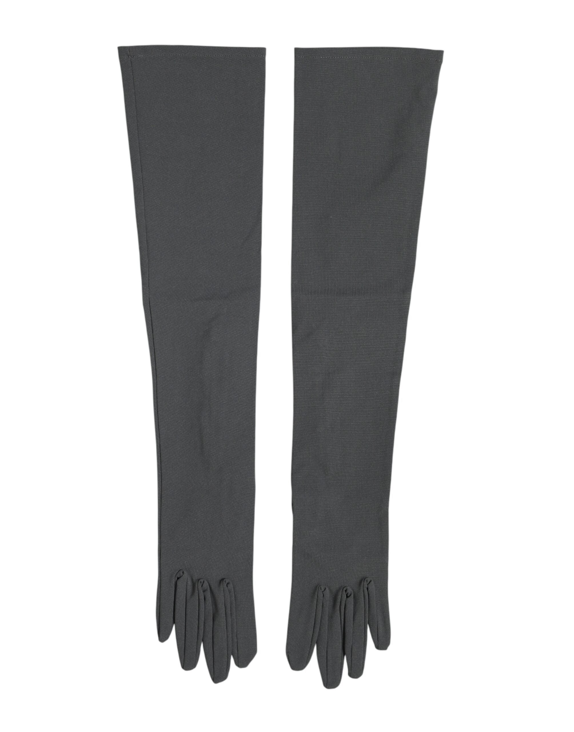 Dolce & Gabbana Dark Gray Viscose Elbow Length Mitten Men Gloves Dolce & Gabbana