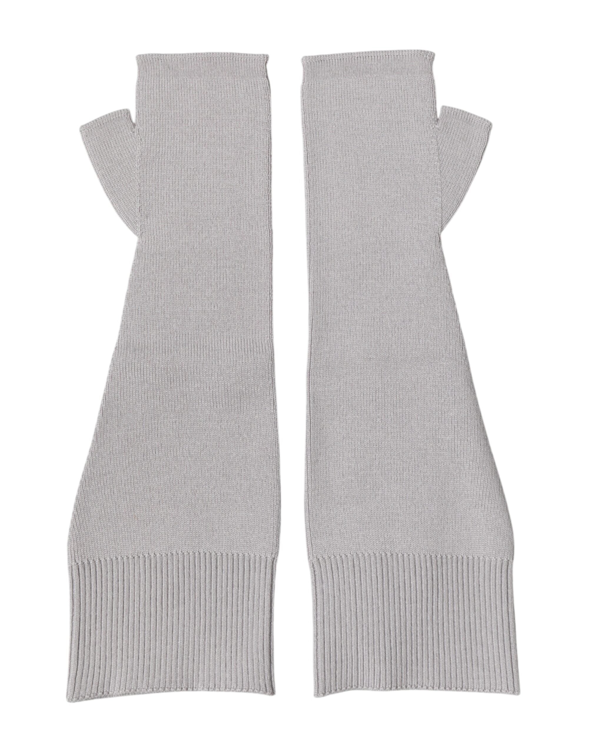 Dolce & Gabbana Gray Virgin Wool Knitted Fingerless Men Gloves Dolce & Gabbana