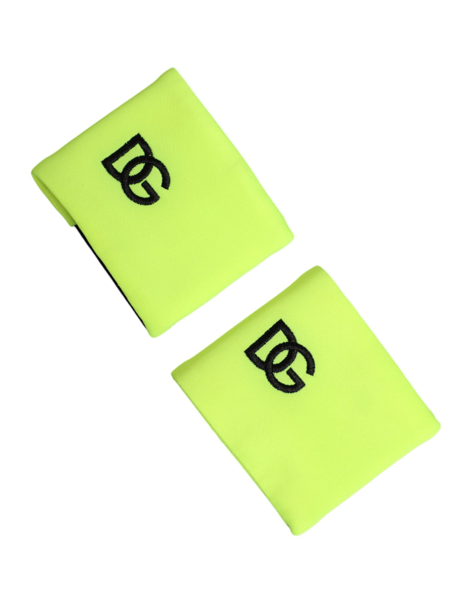 Dolce & Gabbana Yellow Green DG Logo Polyester 1 Pair Wristband Dolce & Gabbana