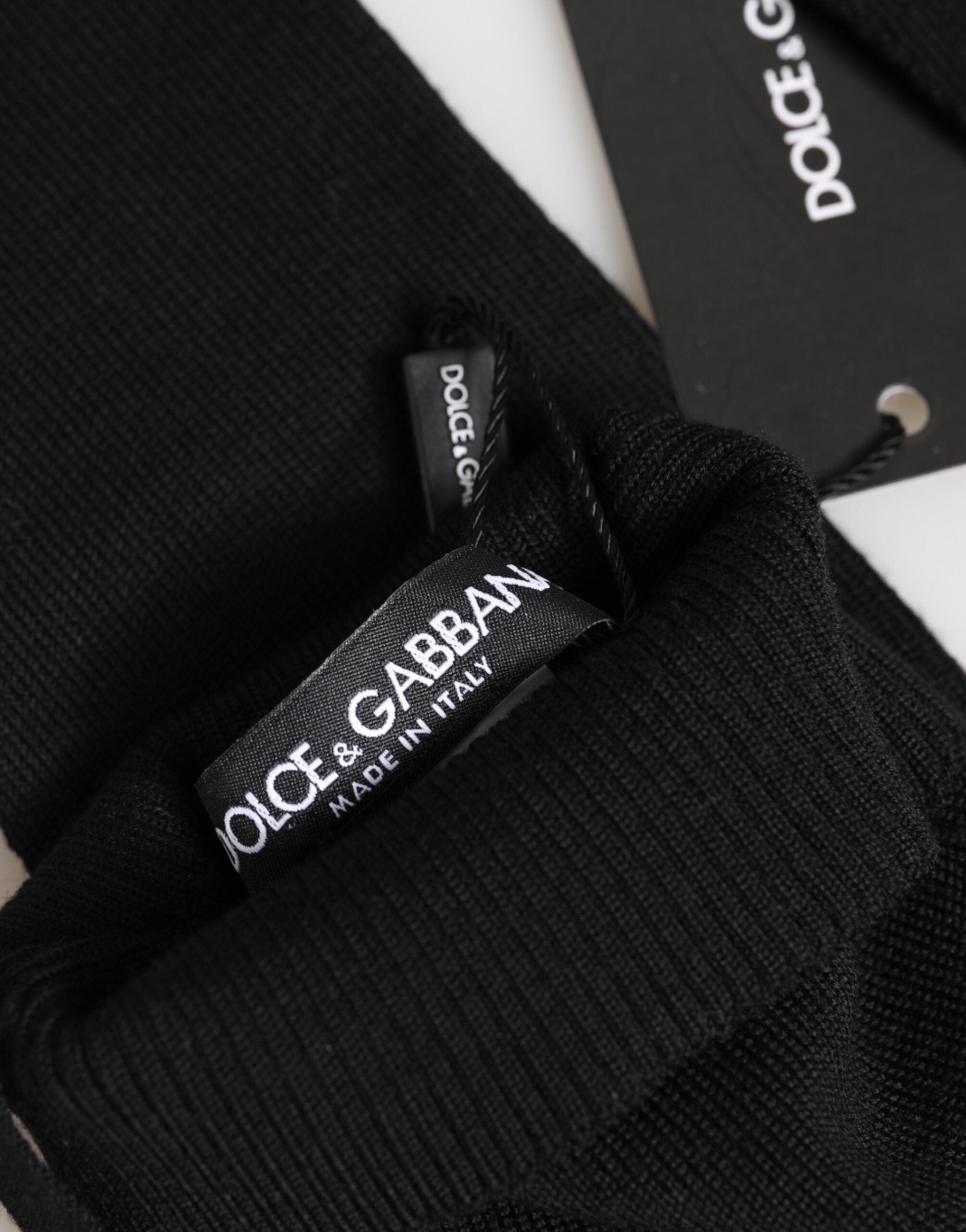 Dolce & Gabbana Black Virgin Wool Knitted Fingerless Men Gloves Dolce & Gabbana