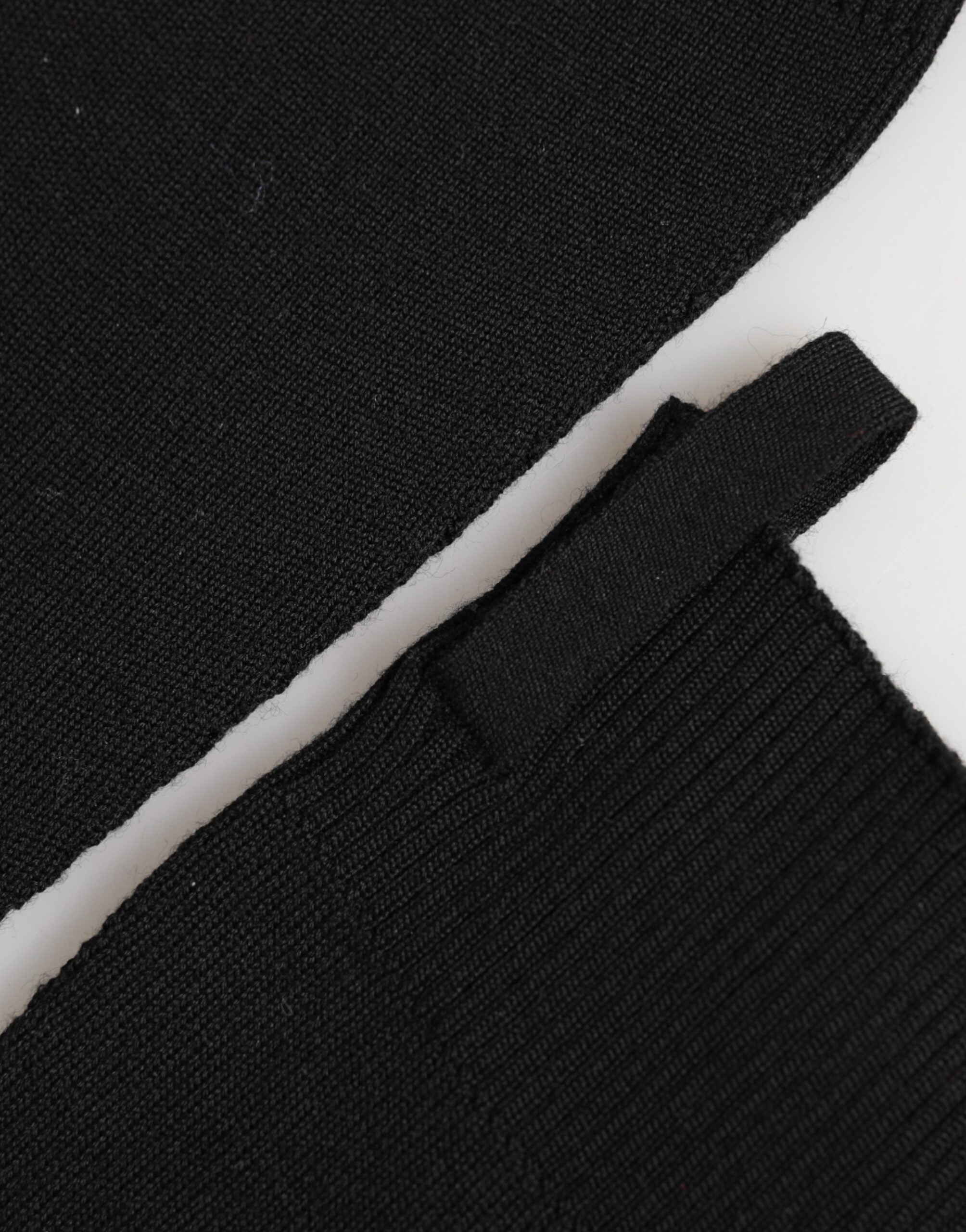 Dolce & Gabbana Black Virgin Wool Knitted Fingerless Men Gloves Dolce & Gabbana