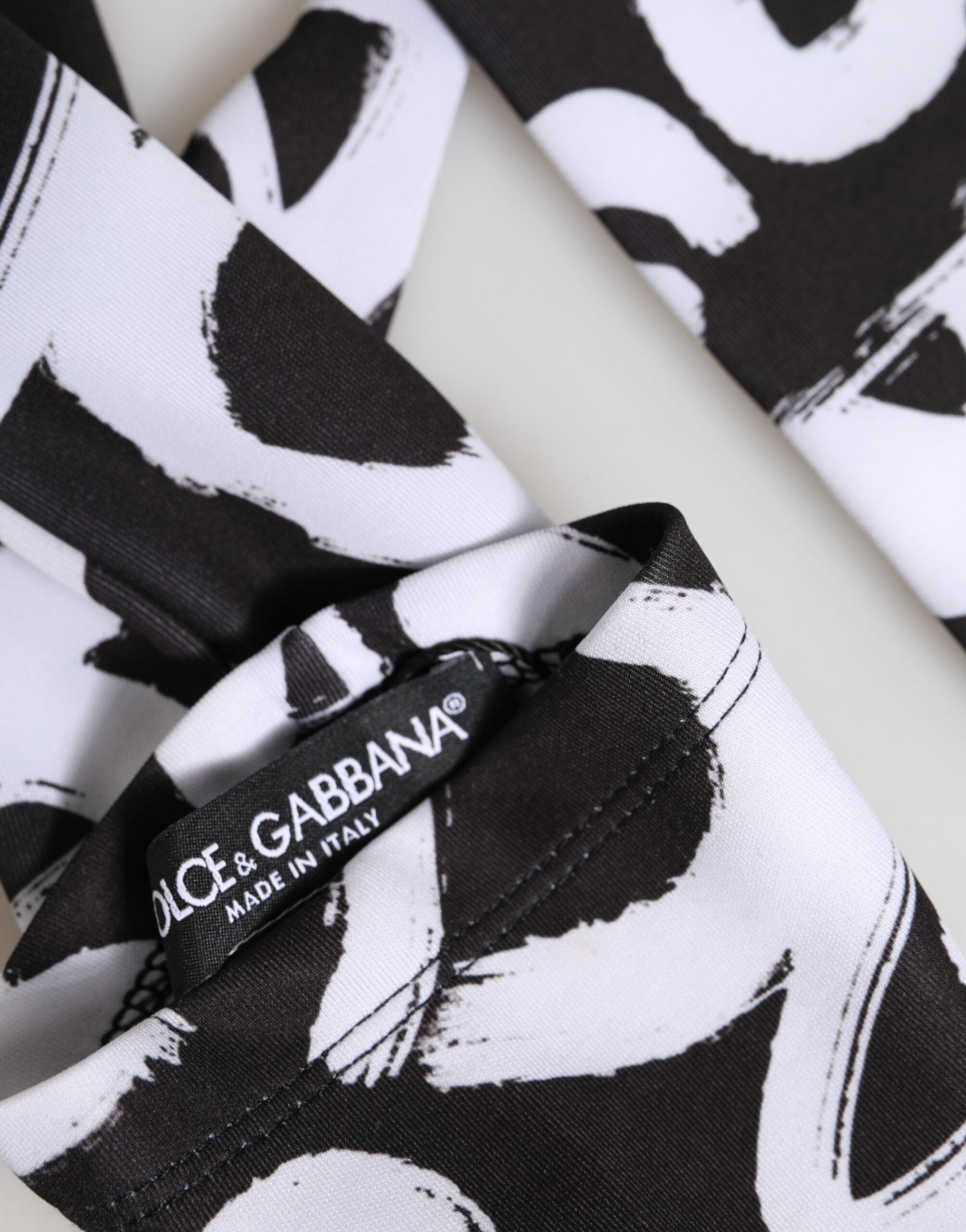 Dolce & Gabbana Black White DG Logo Elbow Length Mitten Gloves Dolce & Gabbana