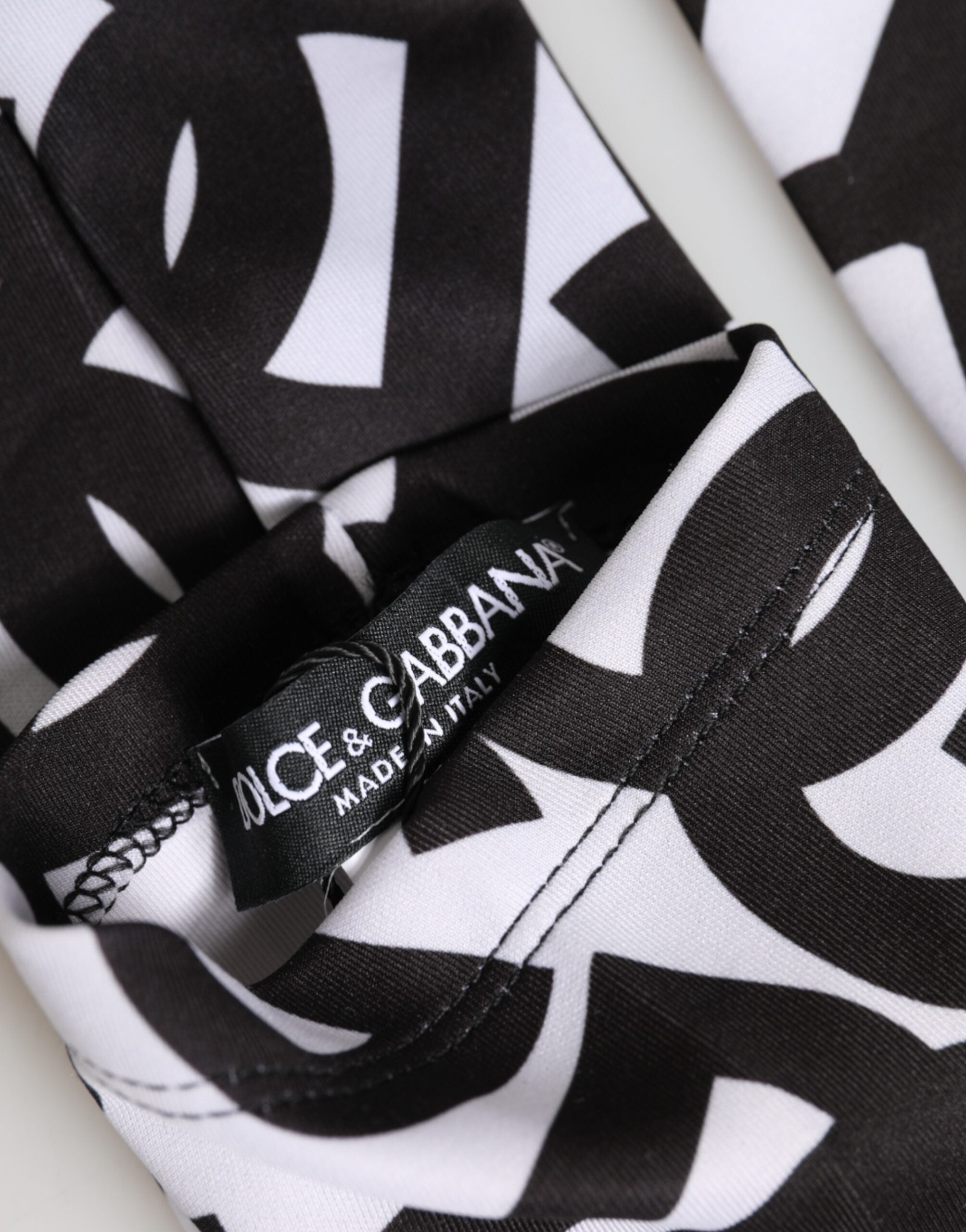 Dolce & Gabbana Black White DG Logo Elbow Length Mitten Gloves Dolce & Gabbana