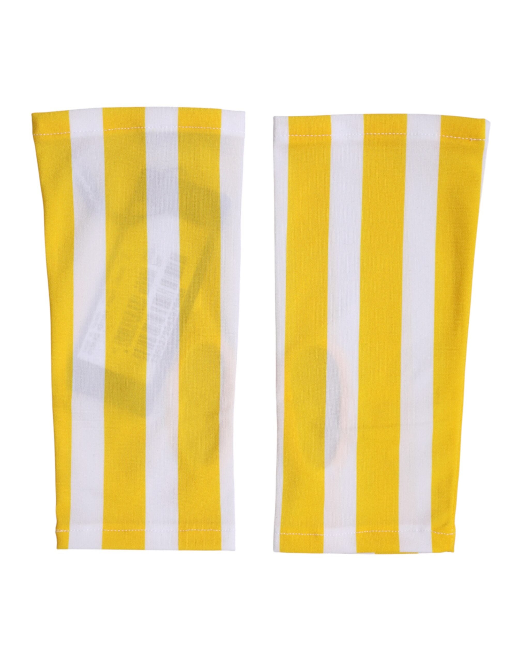 Dolce & Gabbana Yellow White Nylon Fingerless Wrist Length Gloves Dolce & Gabbana
