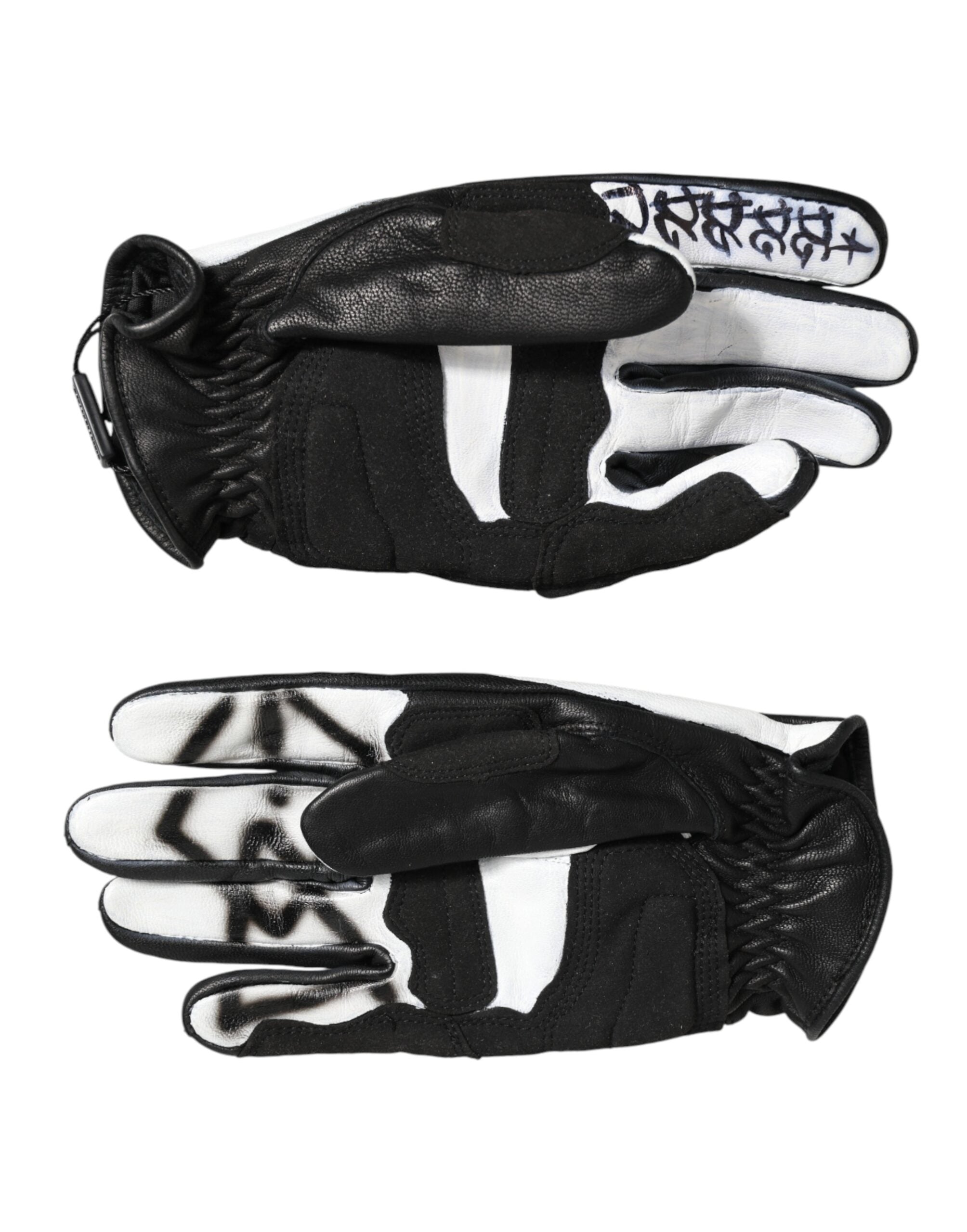 Dolce & Gabbana Gloves Black White Crystal Wrist Length Mitten Gloves Dolce & Gabbana