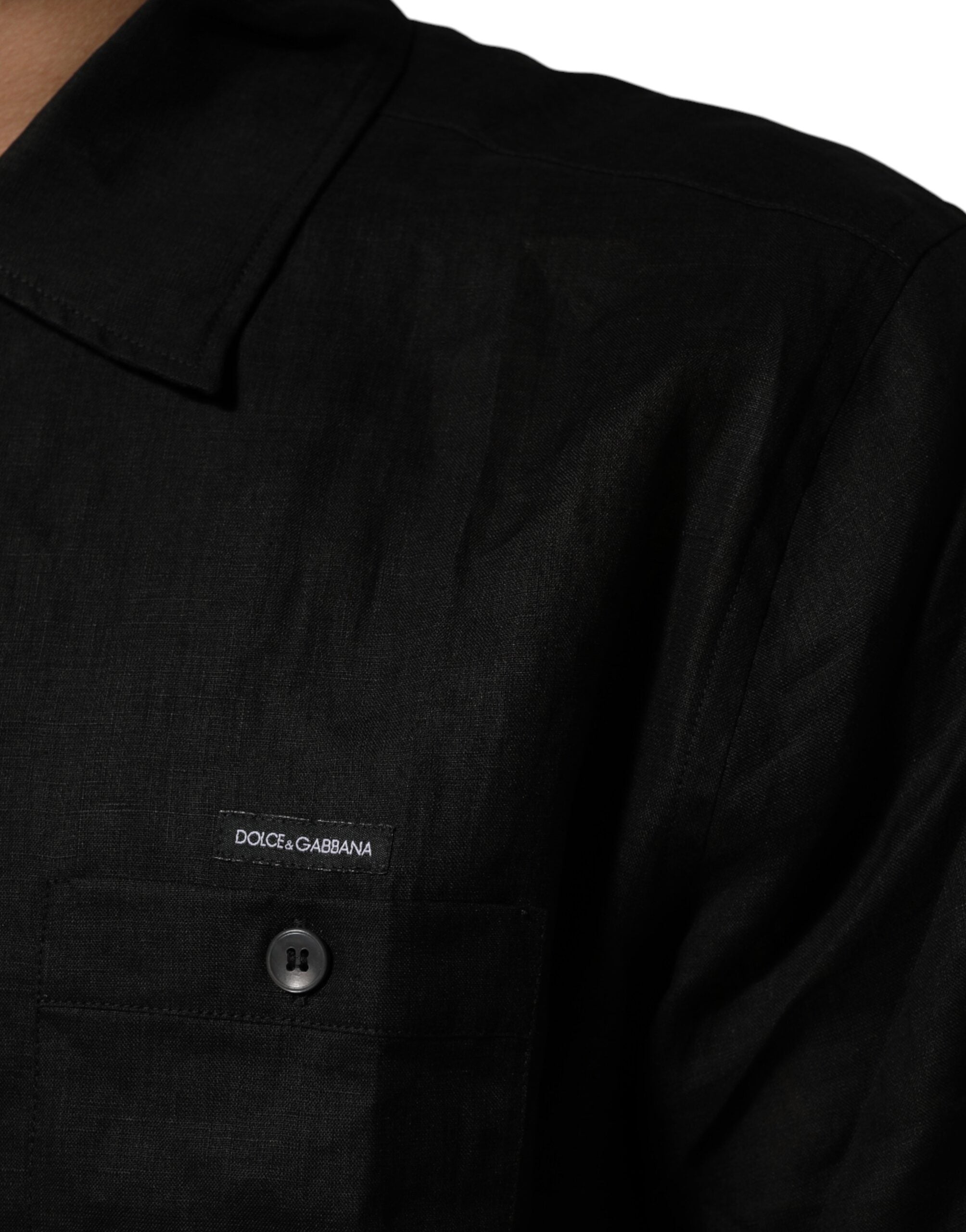 Carhartt Wip Black Linen Collared Short Sleeve Polo Shirt Carhartt Wip