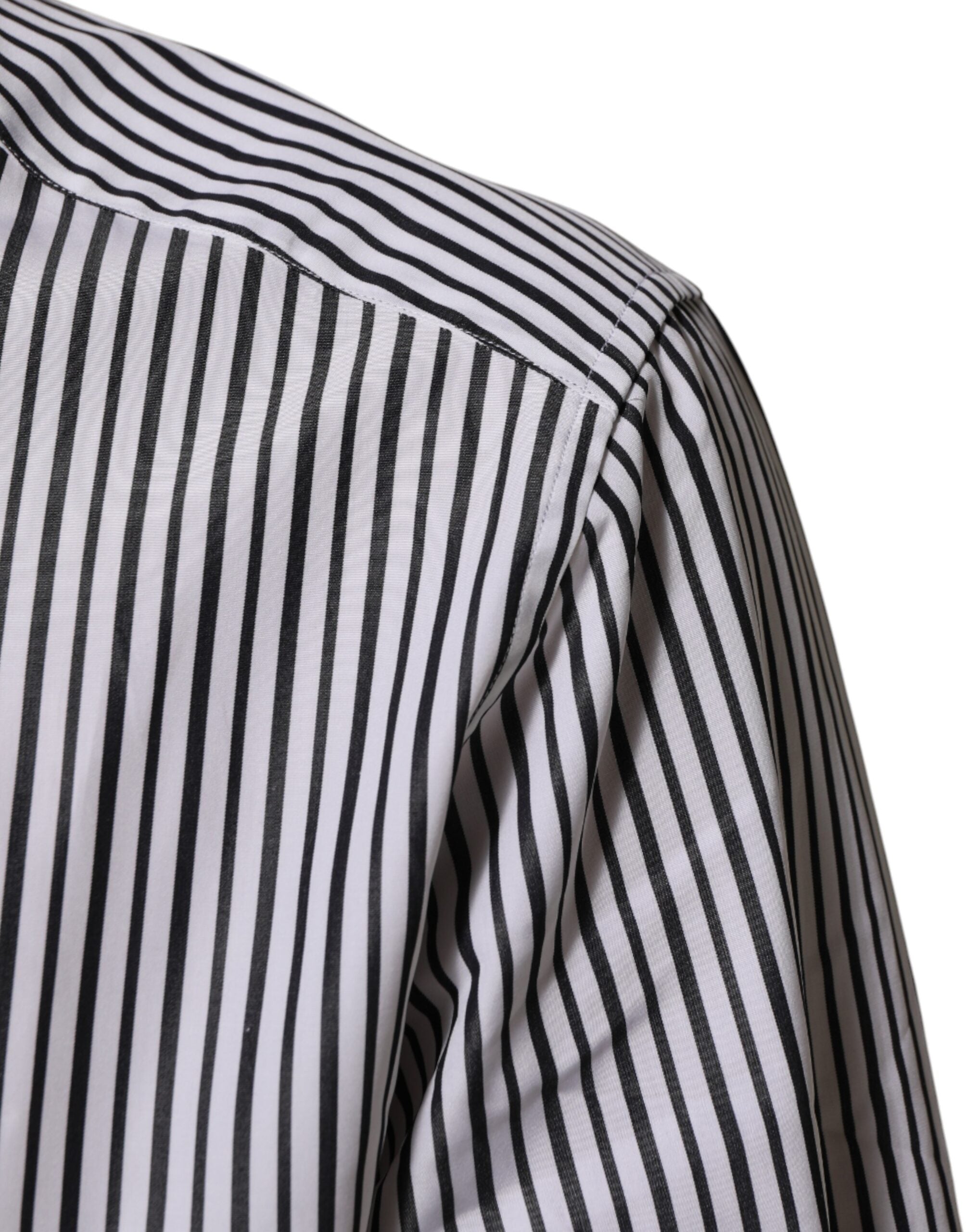 Dolce & Gabbana Black White Stripes Men GOLD Dress Shirt Dolce & Gabbana
