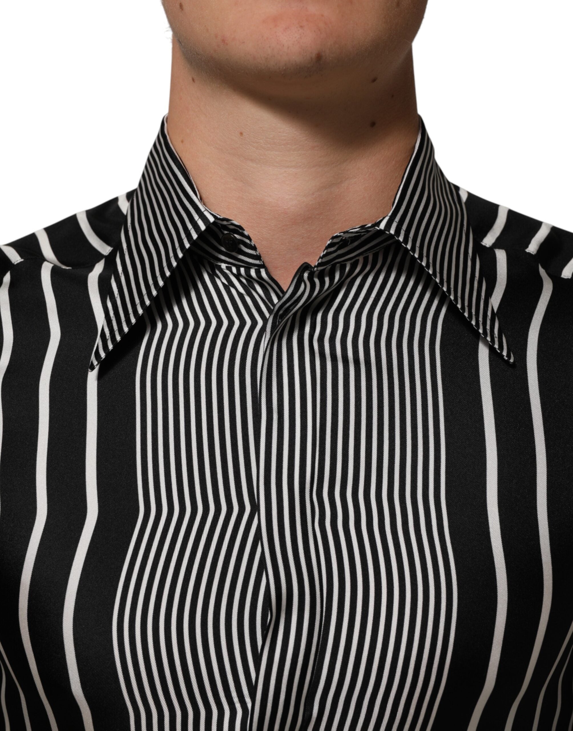 Dolce & Gabbana Black White Stripes Men MARTINI Dress Shirt Dolce & Gabbana
