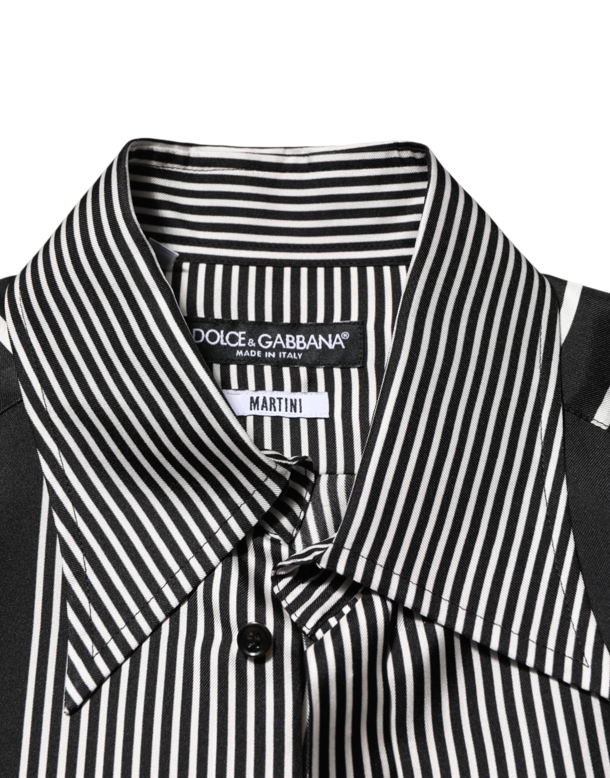 Dolce & Gabbana Black White Stripes Men MARTINI Dress Shirt Dolce & Gabbana