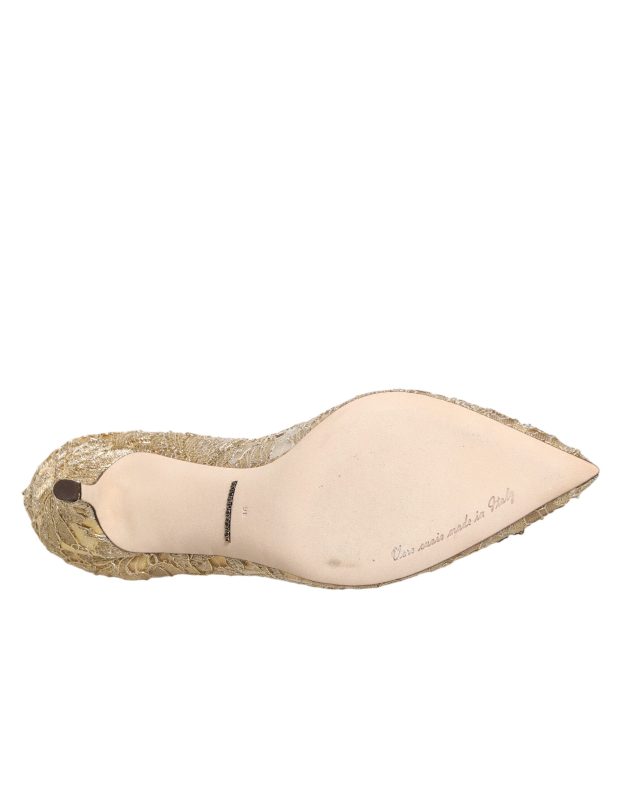 Dolce & Gabbana Gold Taormina Lace DEVOTION Pumps Shoes Dolce & Gabbana