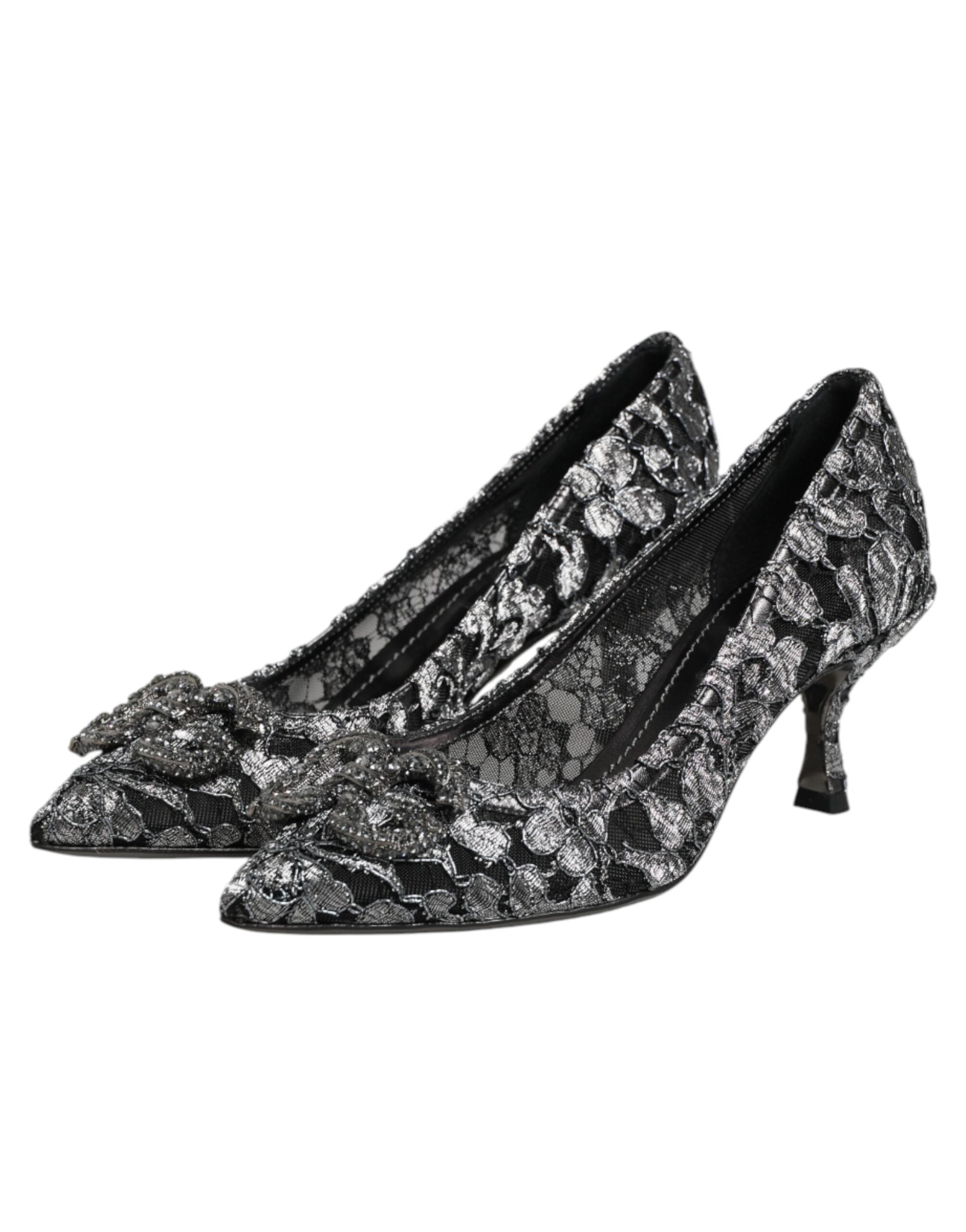 Dolce & Gabbana Silver Lace DG Amore Heels Pumps Shoes Dolce & Gabbana