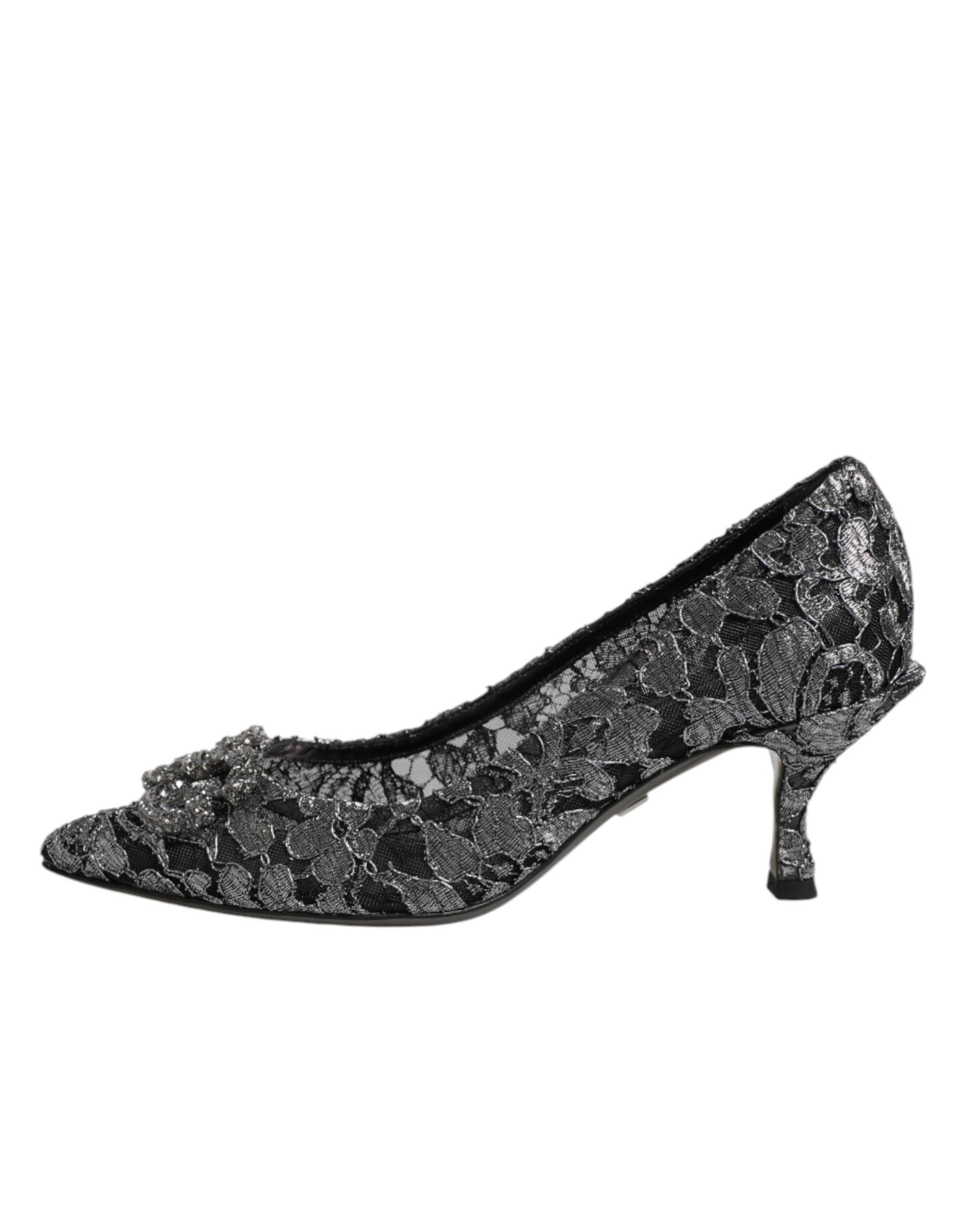 Dolce & Gabbana Silver Lace DG Amore Heels Pumps Shoes Dolce & Gabbana