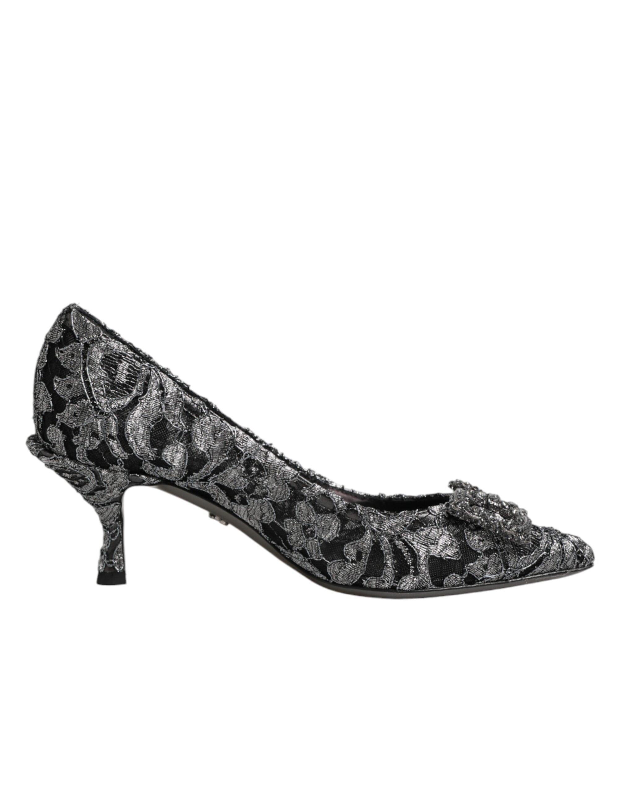 Dolce & Gabbana Silver Lace DG Amore Heels Pumps Shoes Dolce & Gabbana