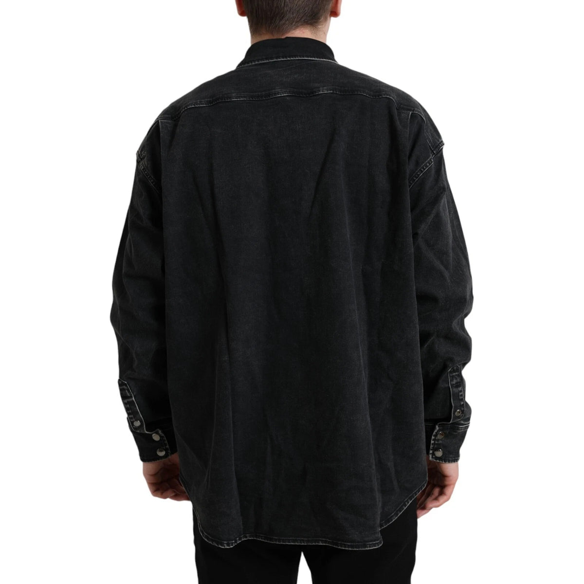 Dolce & Gabbana Black Cotton Long Sleeve Denim Casual Shirt