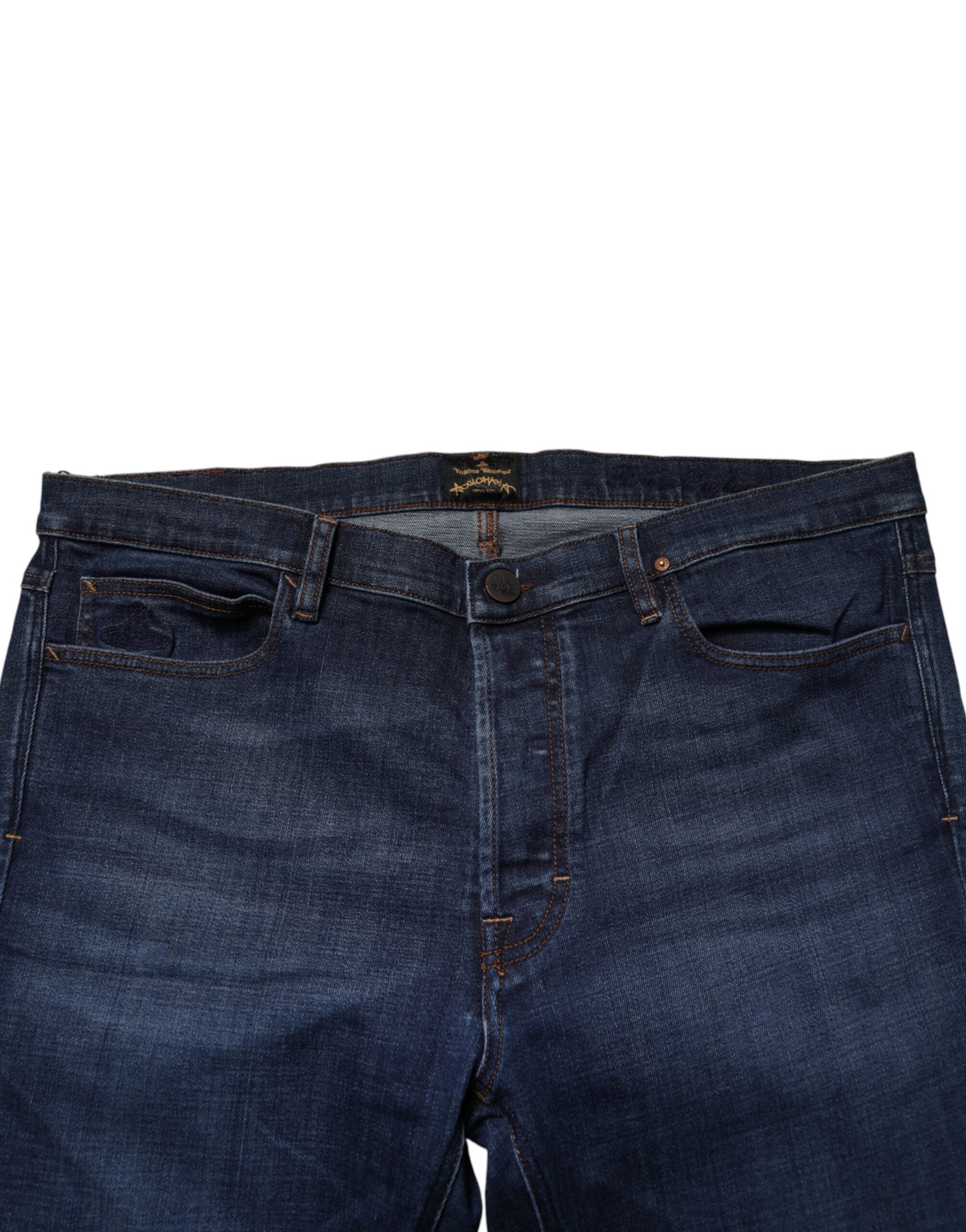 Vivienne Westwood Blue Mid Waist Cotton Men Cropped Denim Jeans Vivienne Westwood