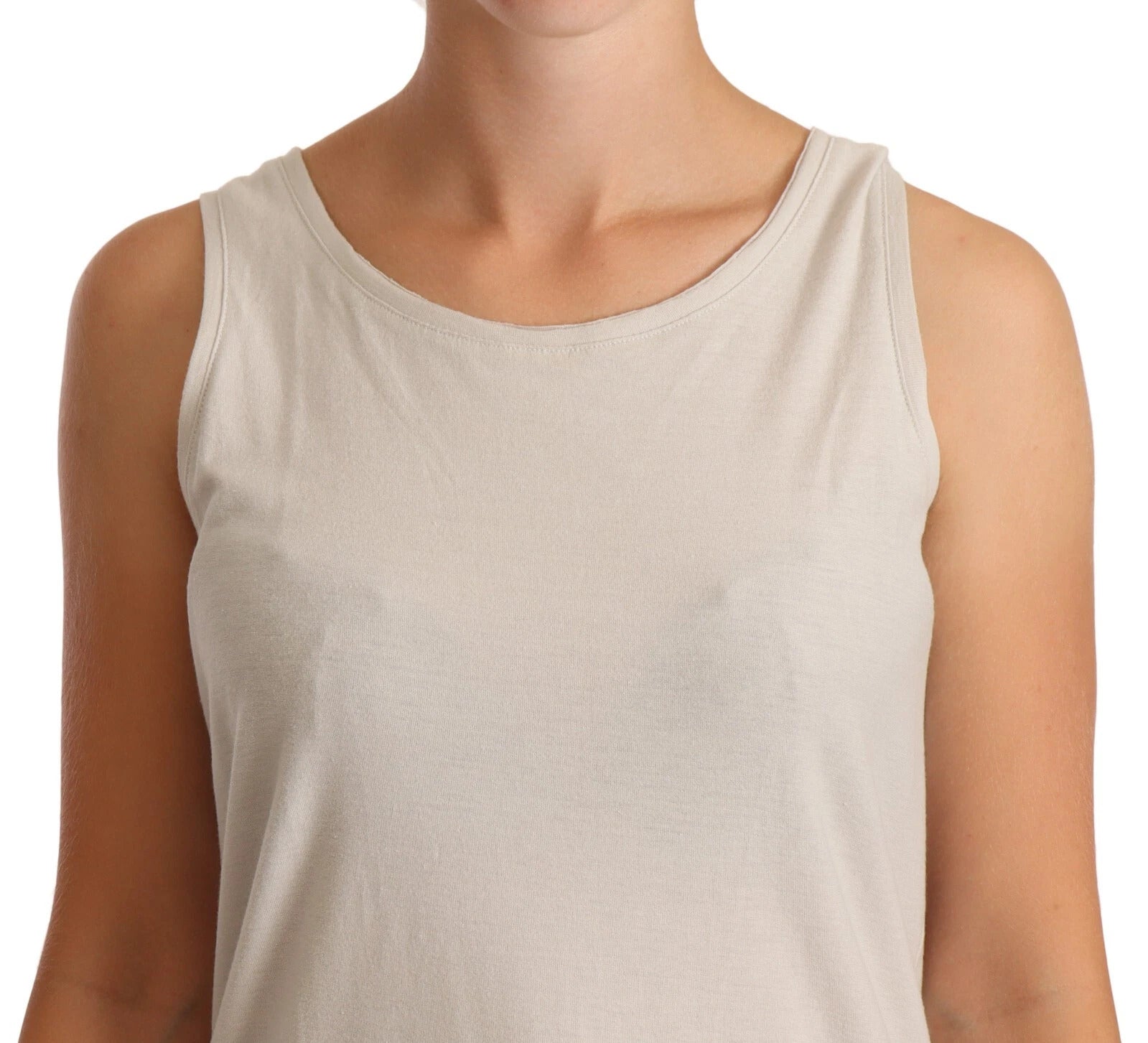 Max Mara Light Gray 100% Cotton Sleeveless Razor Back Tank Top Max Mara