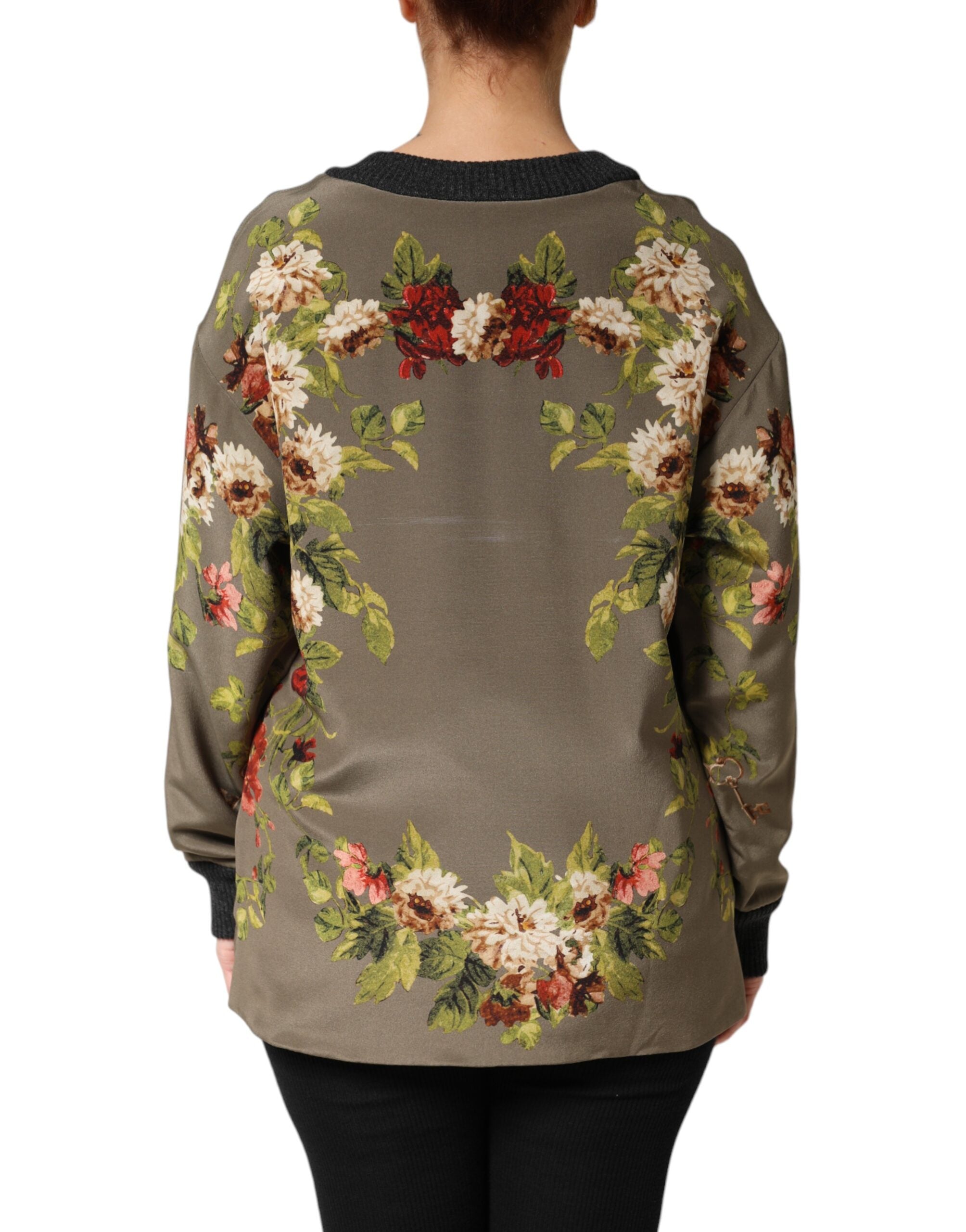 Dolce & Gabbana Enchanted Sicily Silk Crewneck Blouse Sweater Dolce & Gabbana