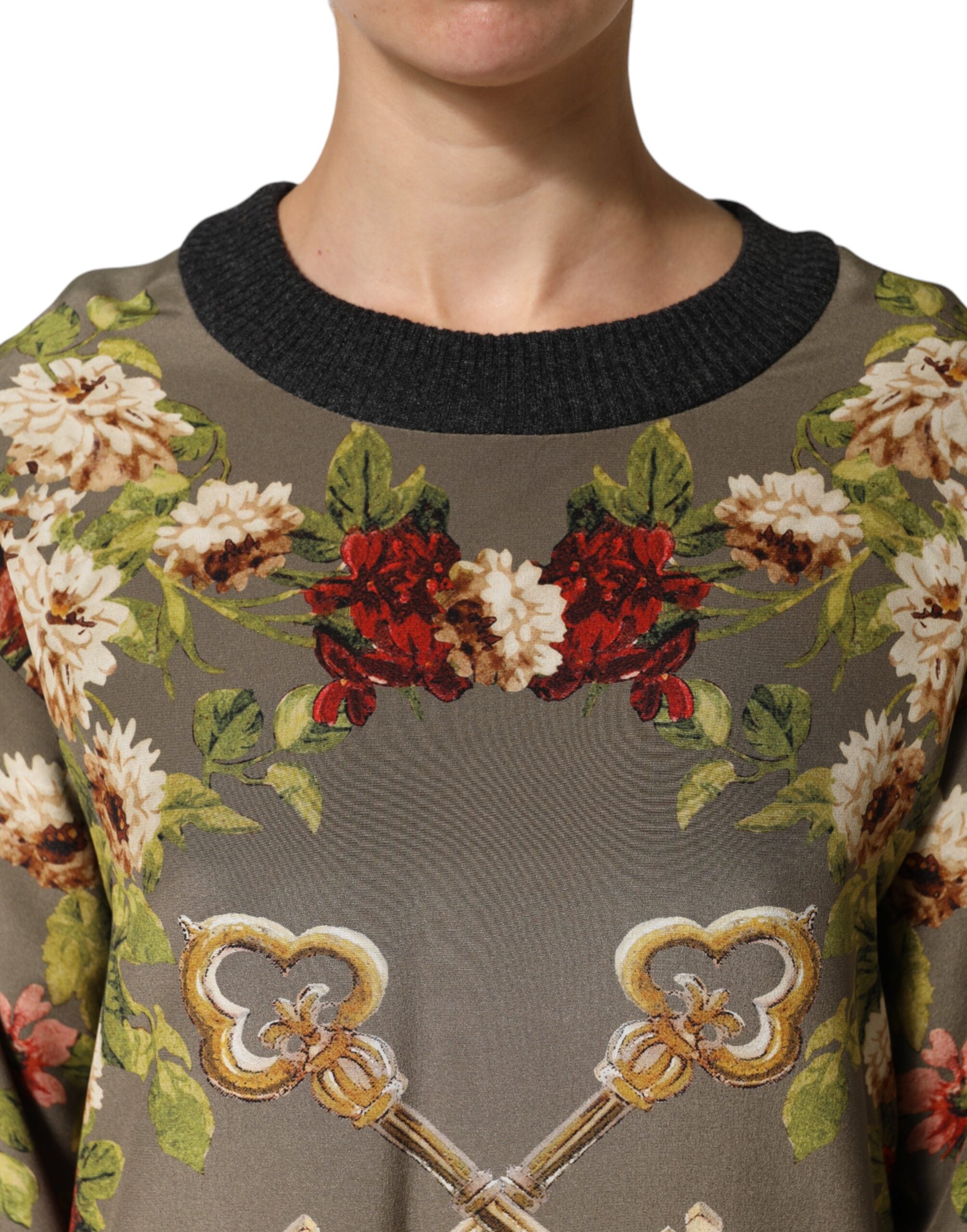 Dolce & Gabbana Enchanted Sicily Silk Crewneck Blouse Sweater Dolce & Gabbana