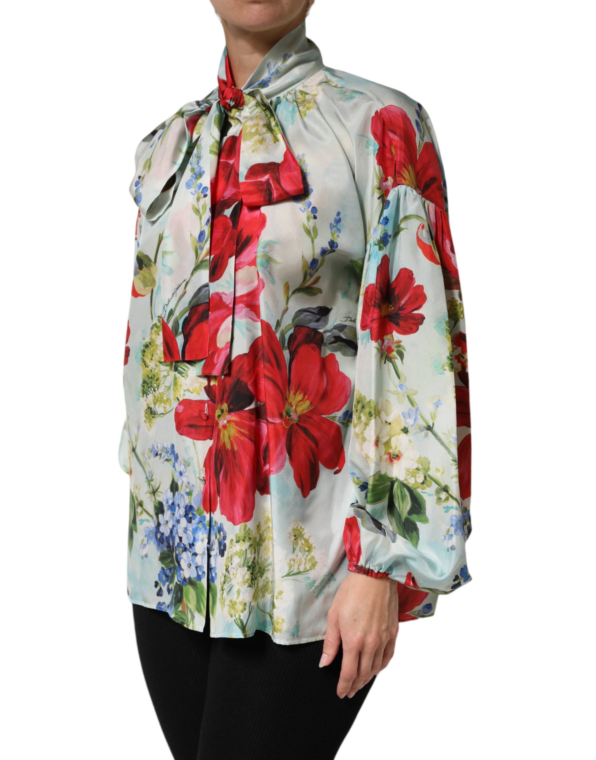 Dolce & Gabbana Multicolor Floral Long Sleeves Blouse Top Dolce & Gabbana