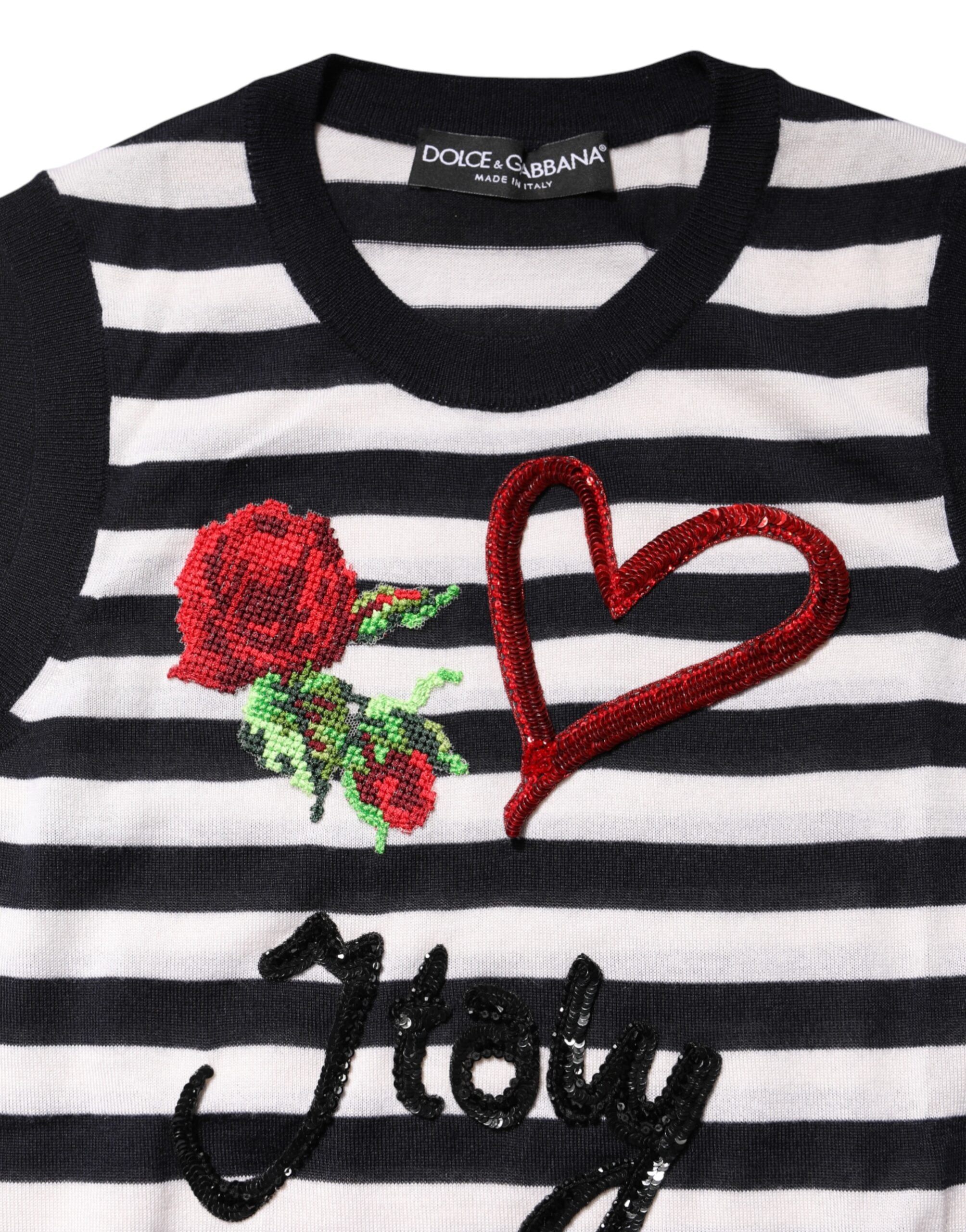 Dolce & Gabbana Black White Cashmere Silk Sleeveless Top Dolce & Gabbana