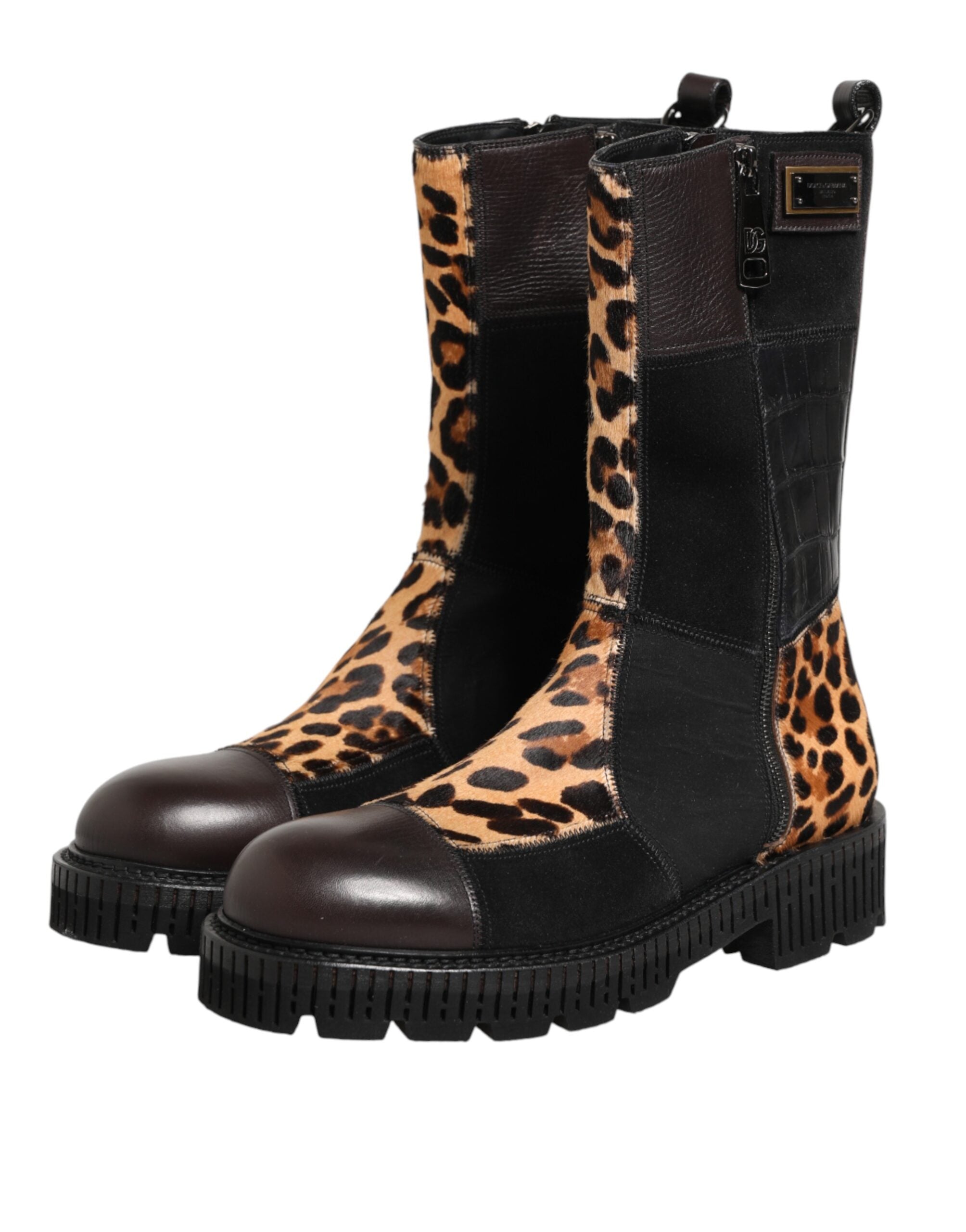 Dolce & Gabbana Multicolor Leopard Mid Calf Boots Shoes Dolce & Gabbana