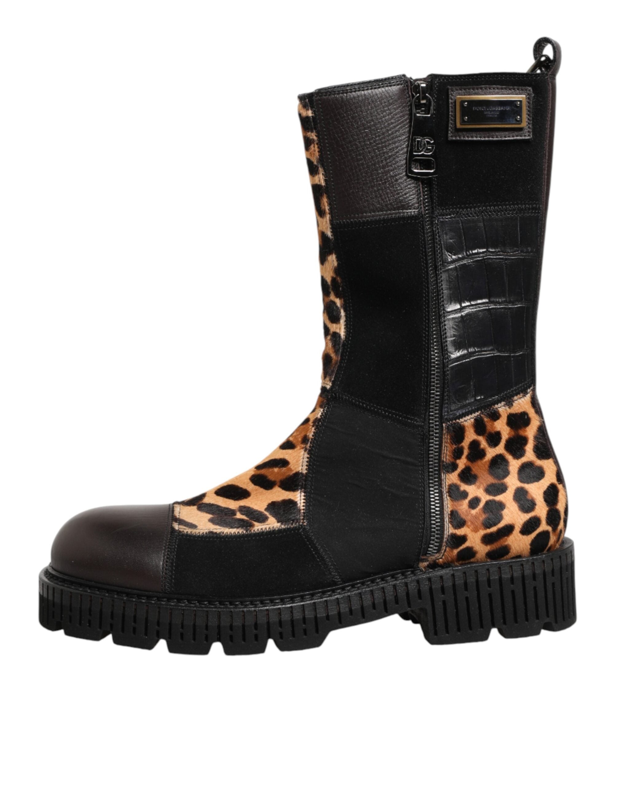 Dolce & Gabbana Multicolor Leopard Mid Calf Boots Shoes Dolce & Gabbana