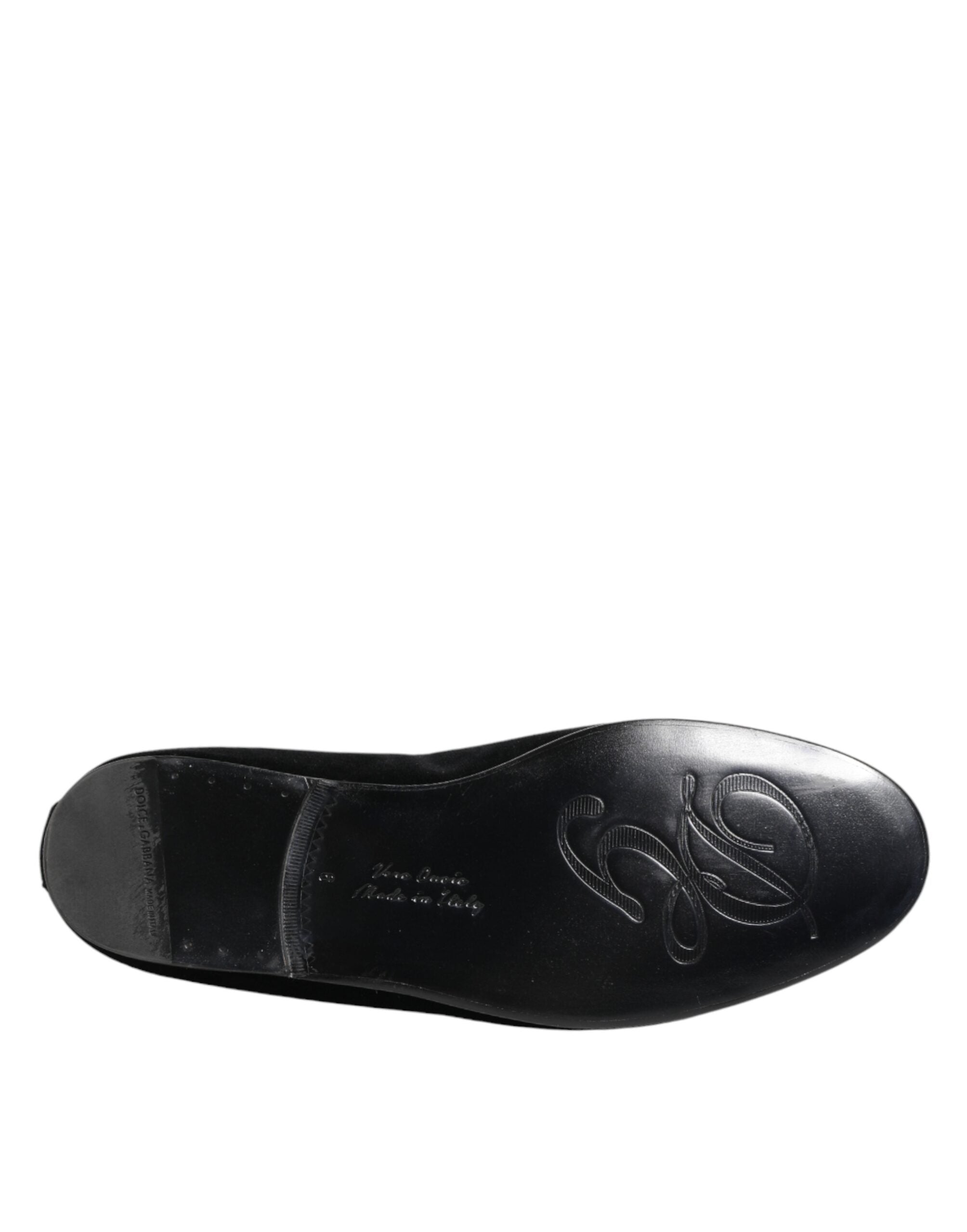 Dolce & Gabbana Black Velvet Gold Crown Mens Loafers Shoes Dolce & Gabbana