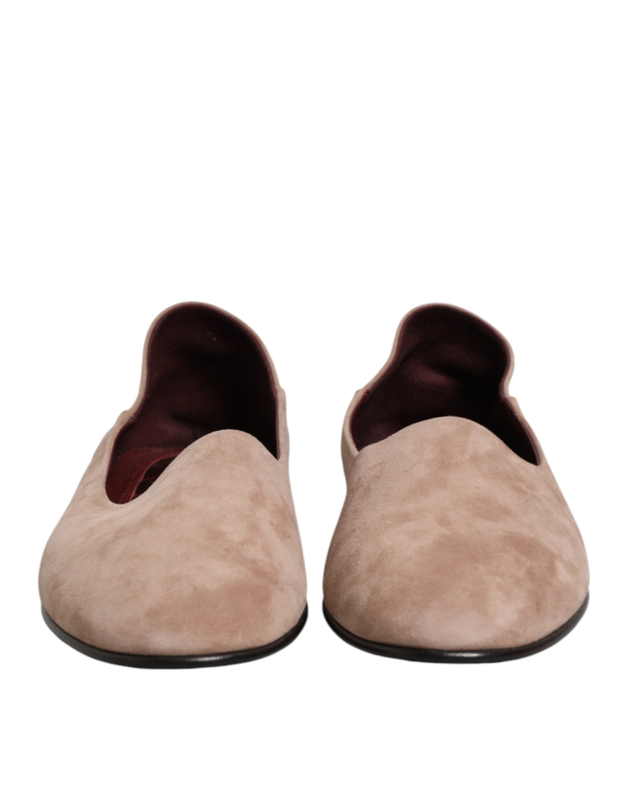 Dolce & Gabbana Beige Leather Suede Slip On Loafers Dress Shoes Dolce & Gabbana