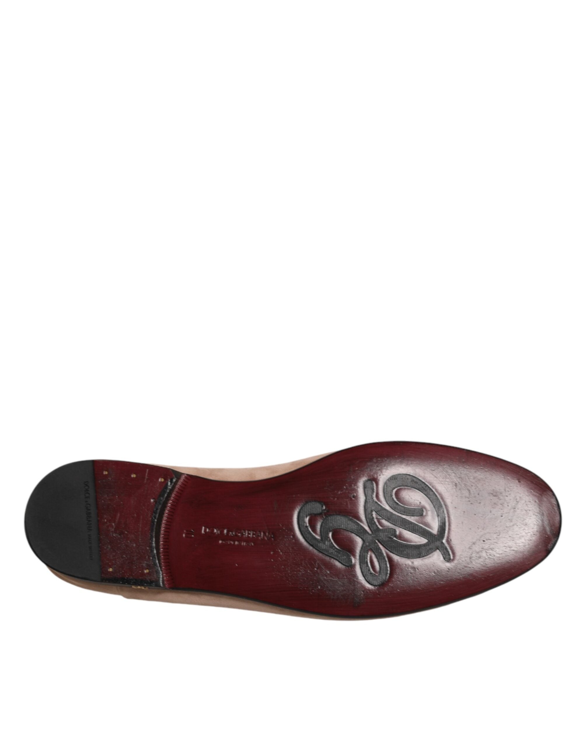 Dolce & Gabbana Beige Leather Suede Slip On Loafers Dress Shoes Dolce & Gabbana